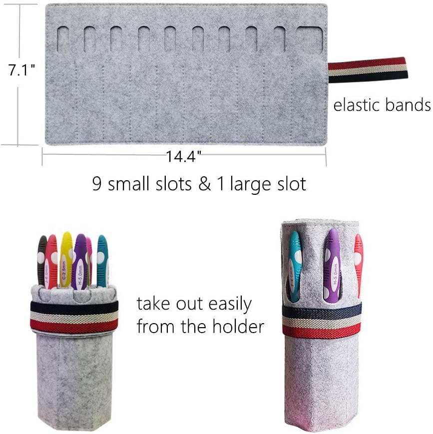 Ergonomic Crochet Hooks Set with Roll Felt Bag – Sizes B to J, Ideal for Arthritic Hands