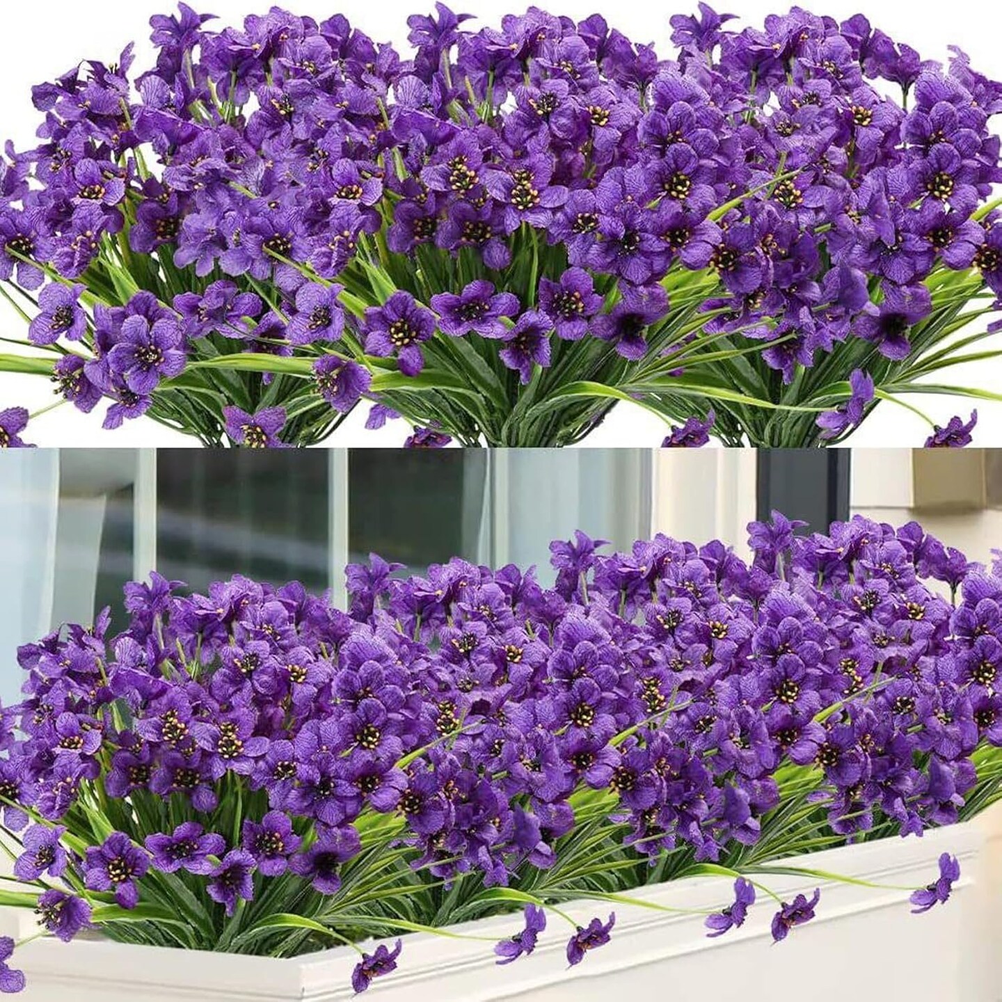 16pcs Outdoor Summer Bushes Artificial Flowers UV Resistant Fake Flowers Bulk Artificial Flowers