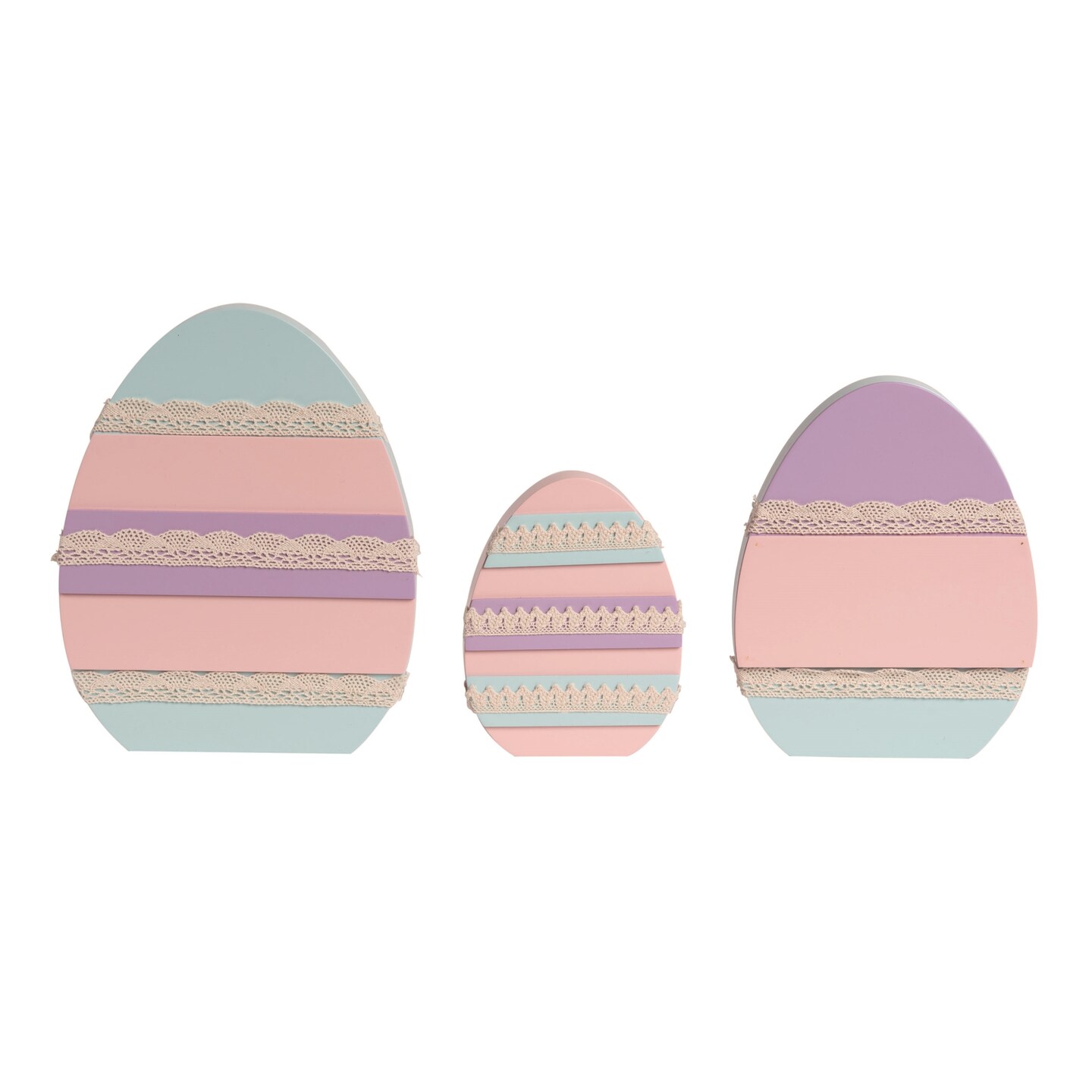 Transpac Wood 9.88 in. Multicolor Easter Decorated Eggs Set of 3