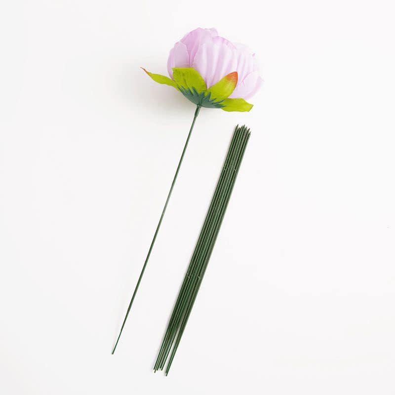 100 pcs Floral Stem Wire - Plastic Artificial Flower Green Stem Rod - Plant Stub Wire Green Florist Wires (10 inch / 25cm)