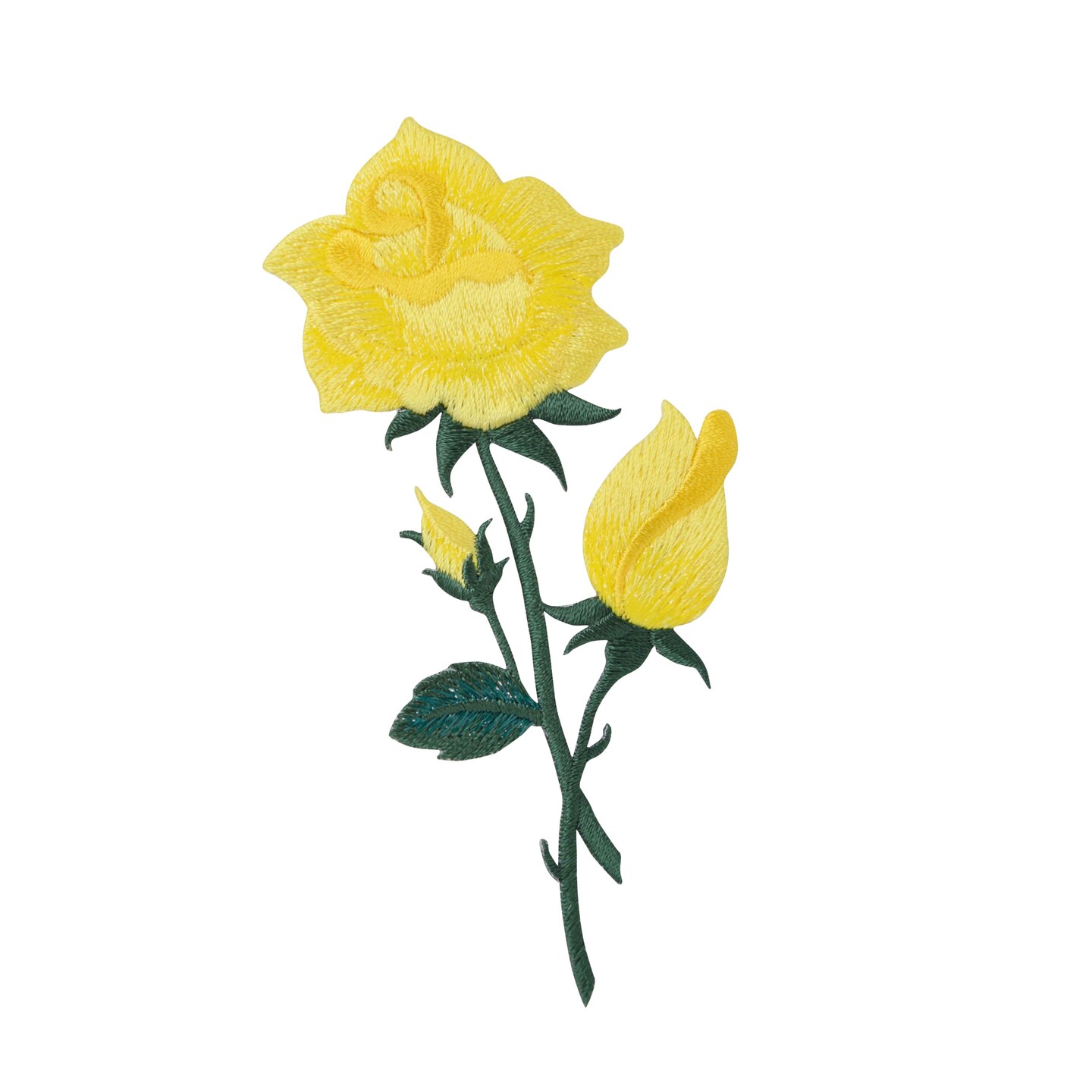 Yellow Shimmering Rose, Flowers, Embroidered, Iron on Patch