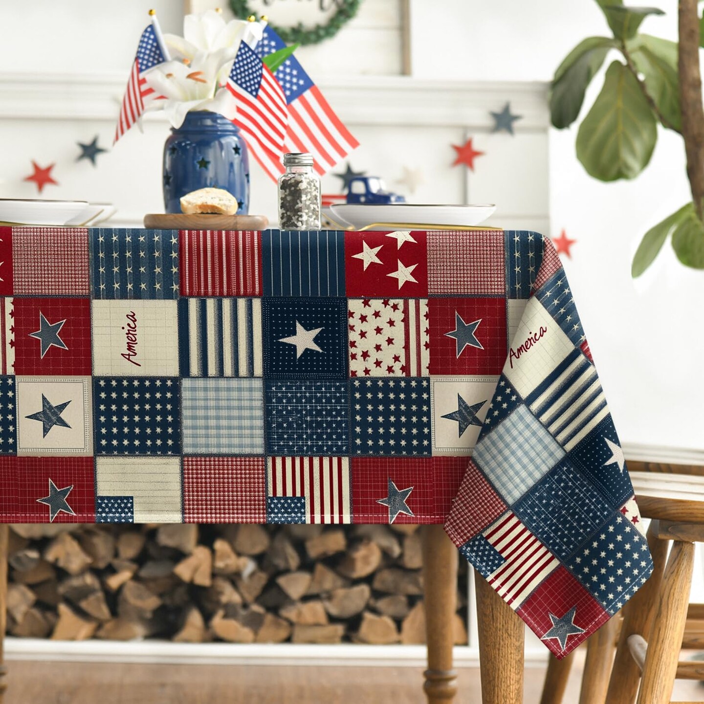 4th of July Tablecloth 60&#xD7;84 Inch Rectangular