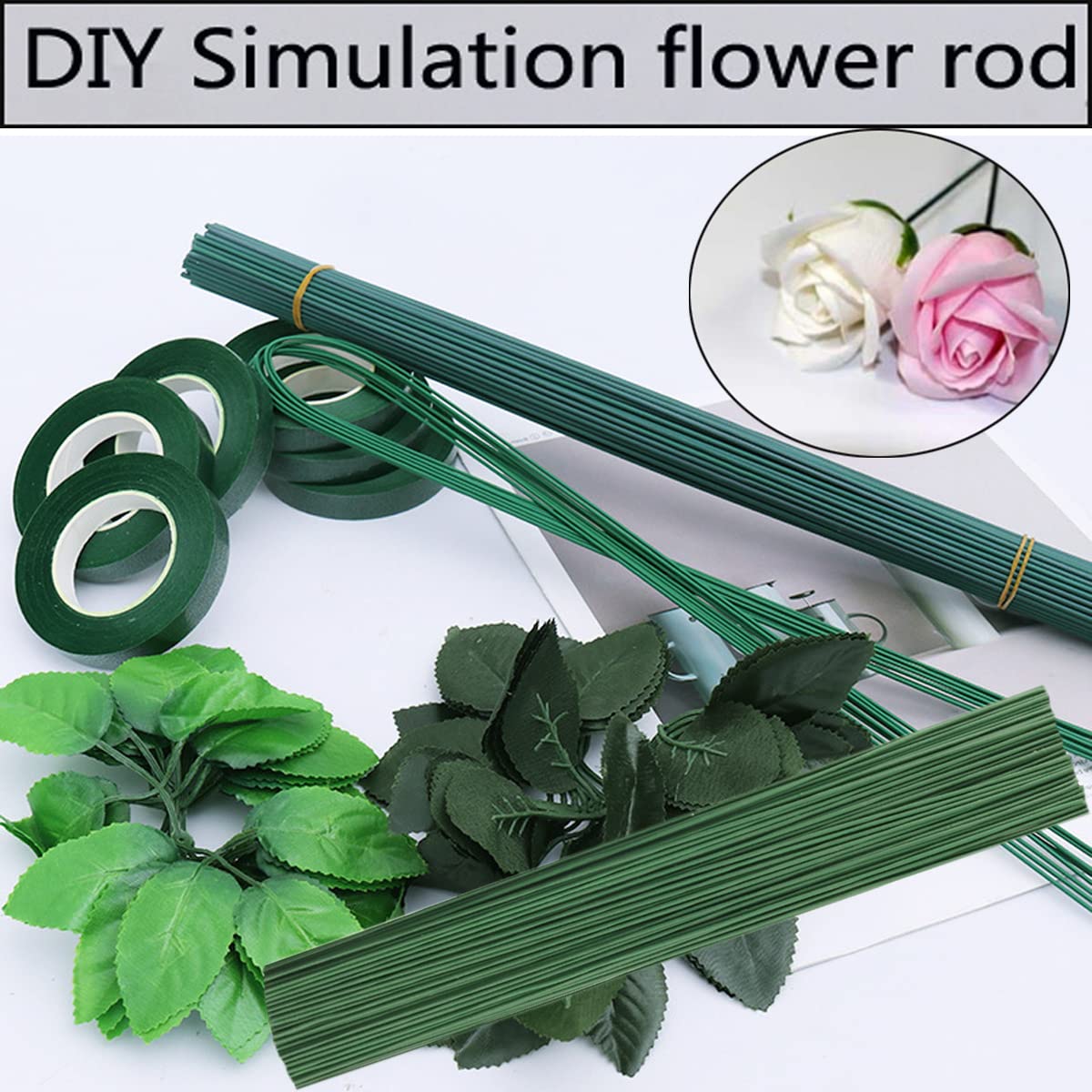 50-Pack Dark Green Paper-Wrapped Floral Stem Wire, 16in Craft