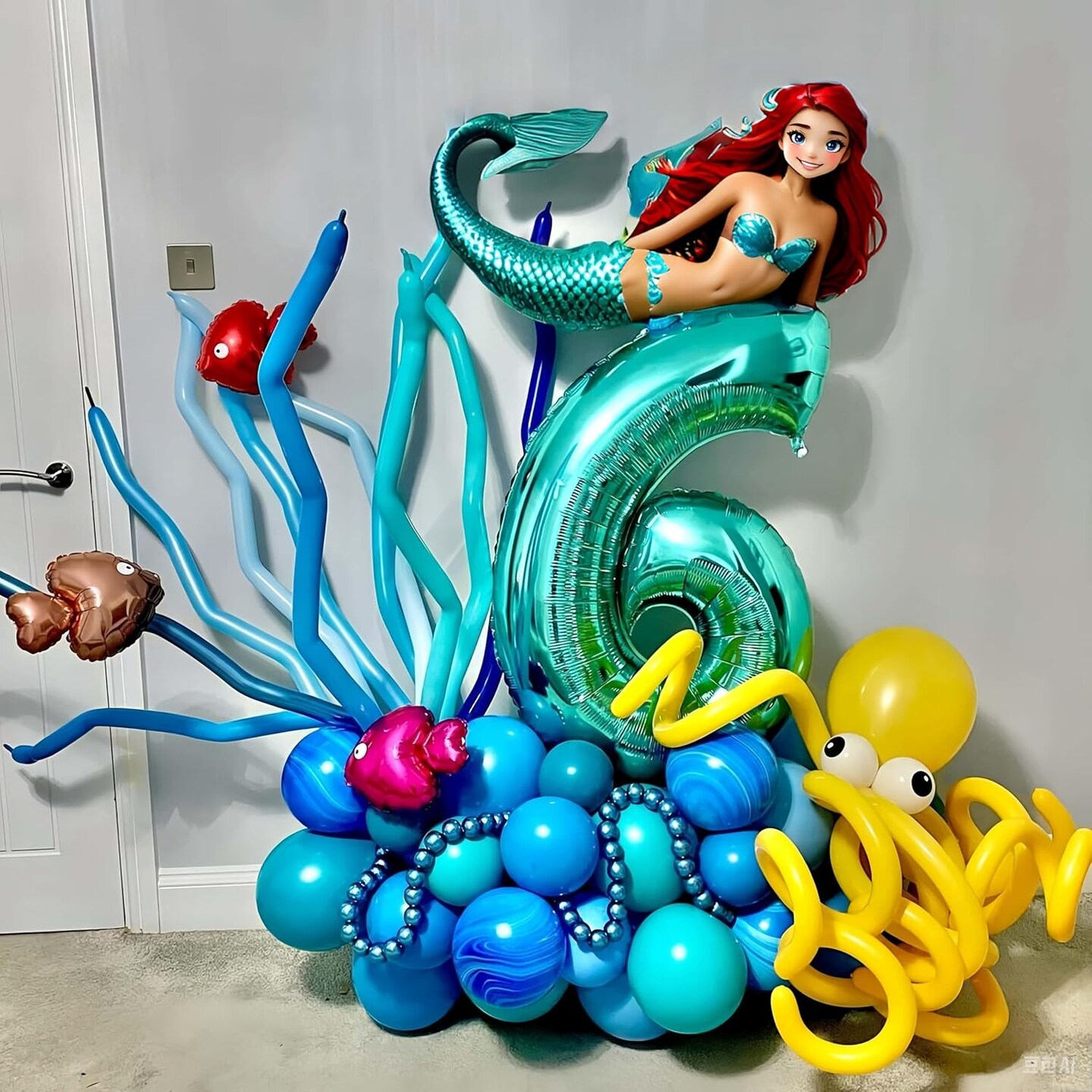 202 Pcs Under the Sea Party Decorations Balloon Arch Kit, Teal Blue - Ocean, DIY Octopus Clear Balloons, Finding Nemo Birthday Party Themed Decor