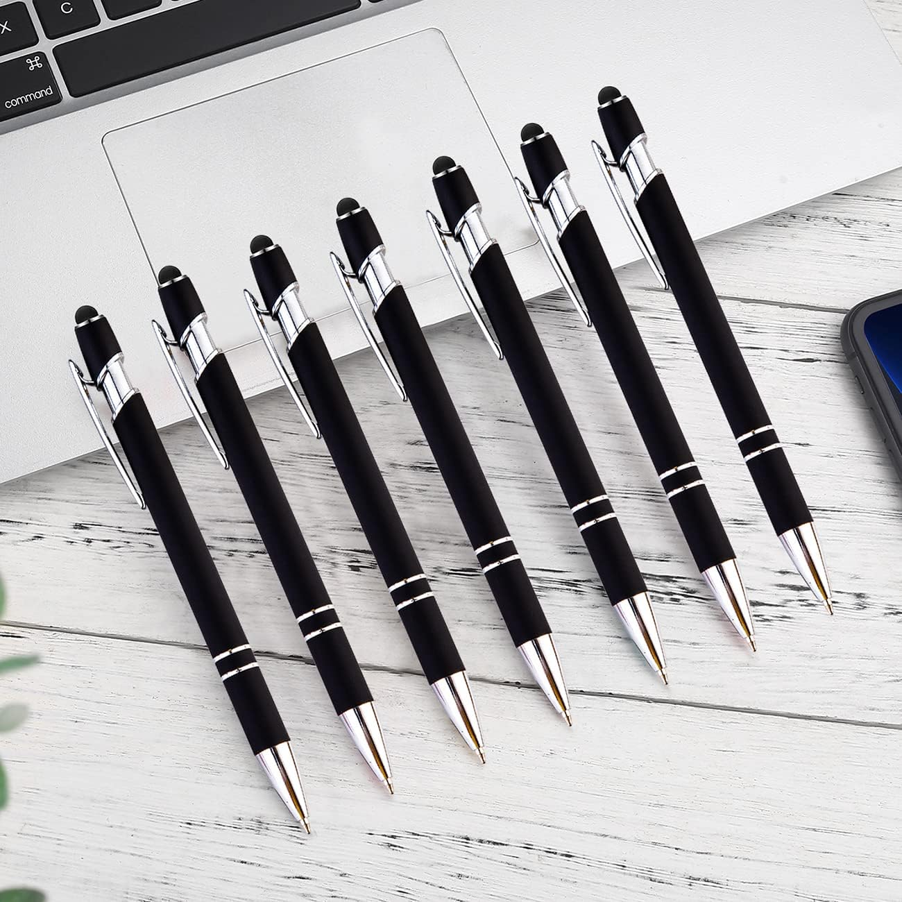 12 Pieces Black Ballpoint Pen with Stylus Tip, 2 in 1 Stylus Pen, Premium Metal Stylus Pen for Touch Screens, Black Ink, 1.0 mm Medium Point(12 Black)