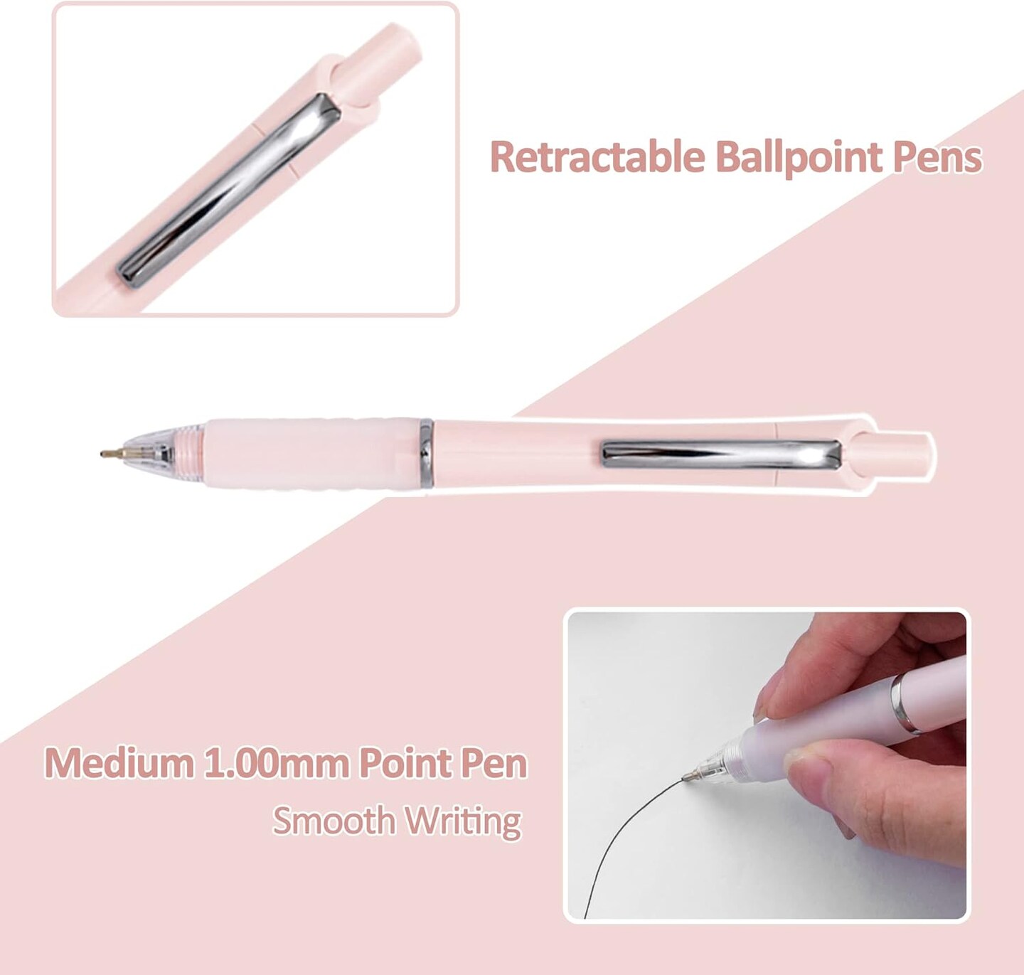 Ball Point Pen Black Ink Ballpoint Pens Medium Point 1.0mm Office Pens(18 pack)