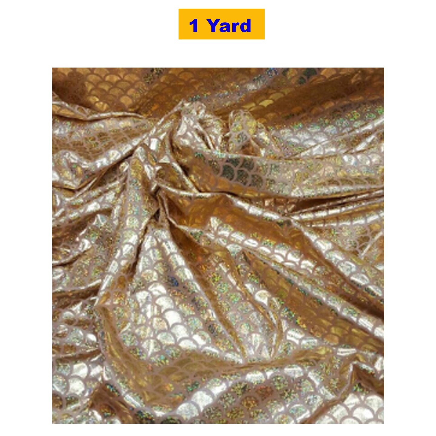 Gold Iridescent Mermaid Stretch Fabric Hologram MultiColor for Party Decoration