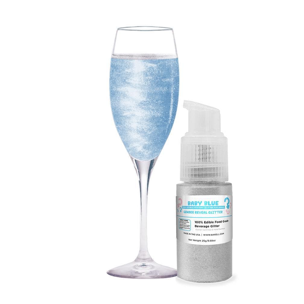 Brew Glitter - Baby Blue Color Changing Gender Reveal Edible Drink Glitter (25g, x1 Spray Pump) for Clear Cocktails and Beverages