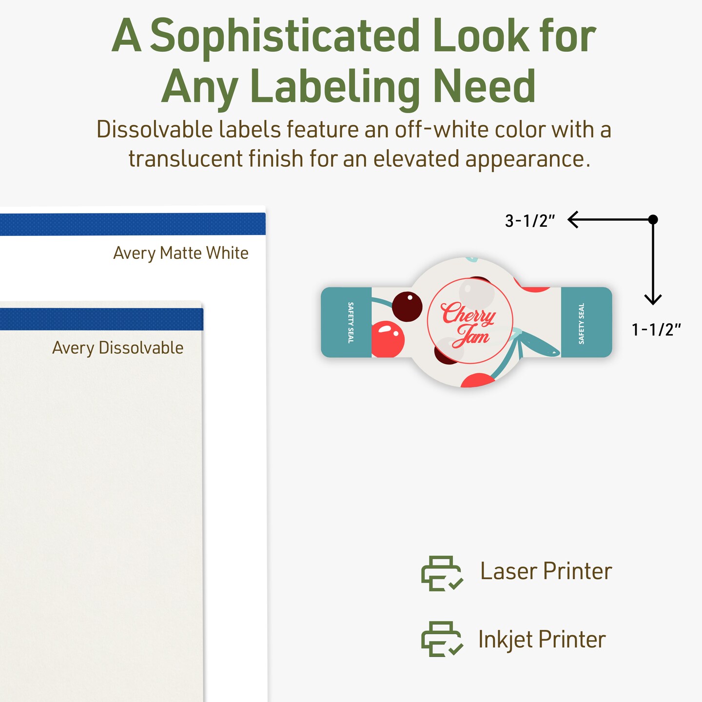 Avery Dissolvable Labels, 1.5&#x22; x 3.5&#x22; Cigar