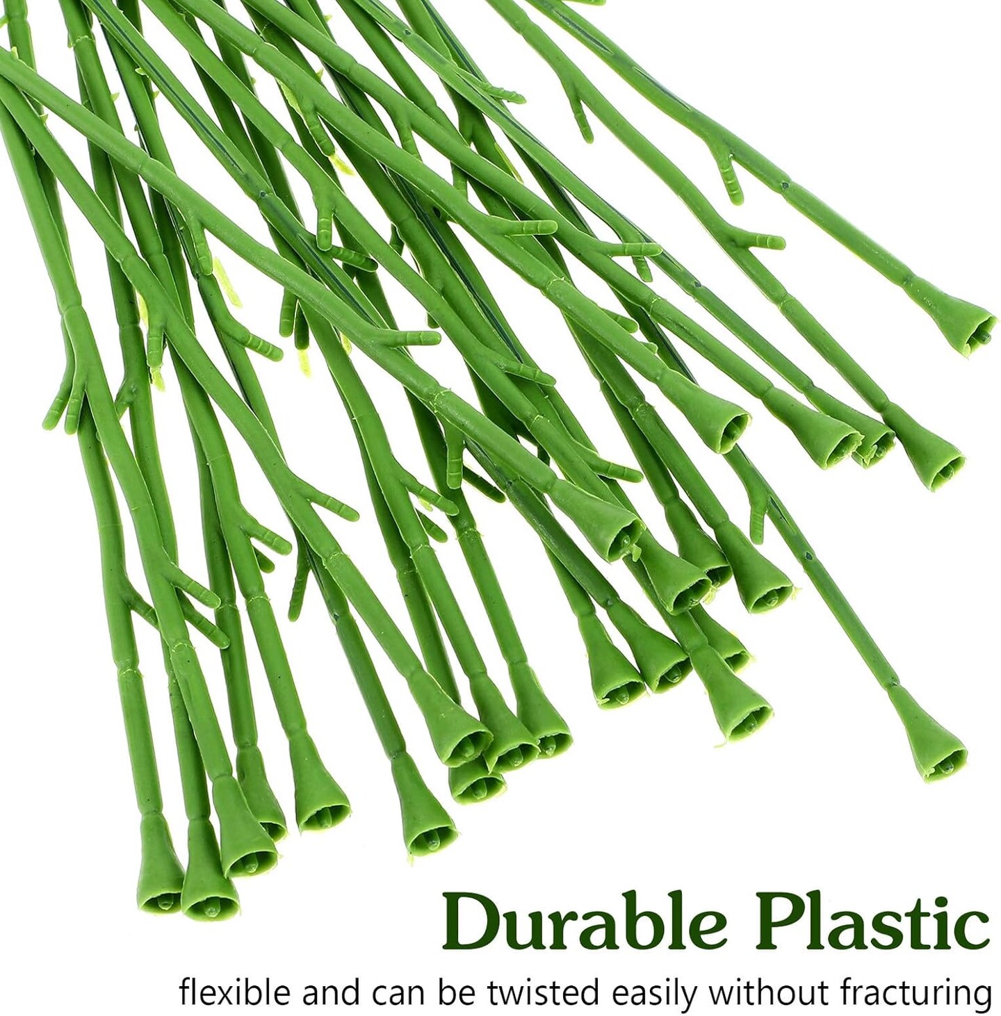 100-Pack Green Plastic Floral Wire Stems for DIY Crafts & Bouquets
