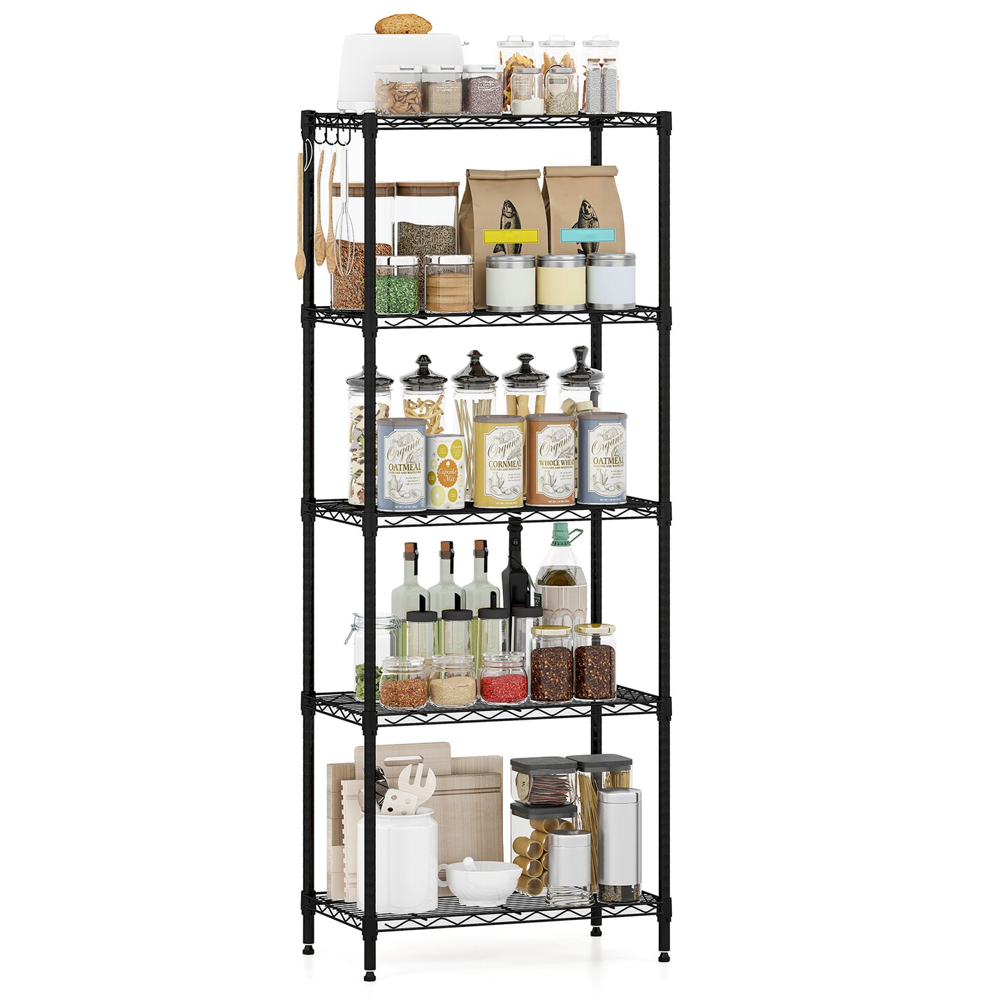 Heavy Duty 5-Tier Metal Storage Shelves Adjustable Wire Rack 750 lbs