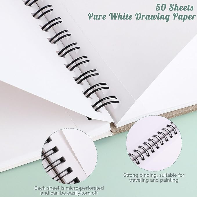 50 Sheets Marker Paper Pad, 7.6×7.6 Inch Bleedproof Art Sketch Pad, 73lb/120gsm Drawing Paper Spiral Sketch Book
