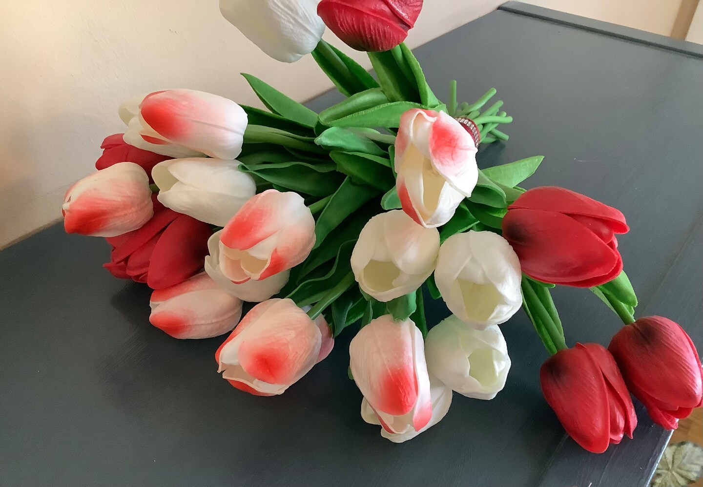 24 stems red and white tulip bridal bouquet | MakerPlace by Michaels