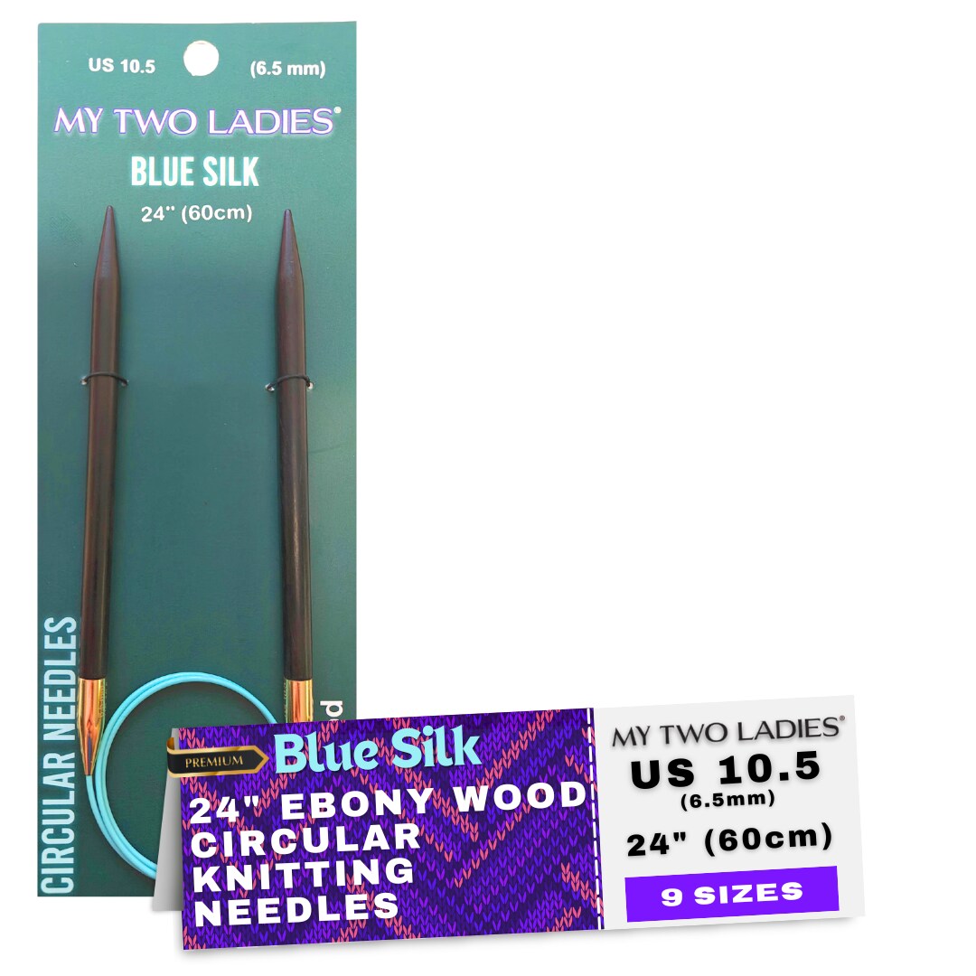 Blue Silk | 24" Circular Knitting Needles | Ebony | 9 Sizes
