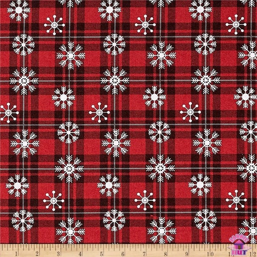 Spring Creative Over the River Snowflake Plaid Cotton Fabric by the Yard