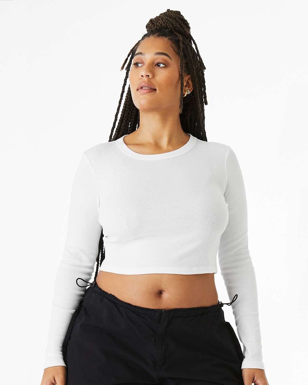 BELLA + CANVAS Women’s Micro Rib Long Sleeve Baby Tee for Layering Wear & Everyday Wear