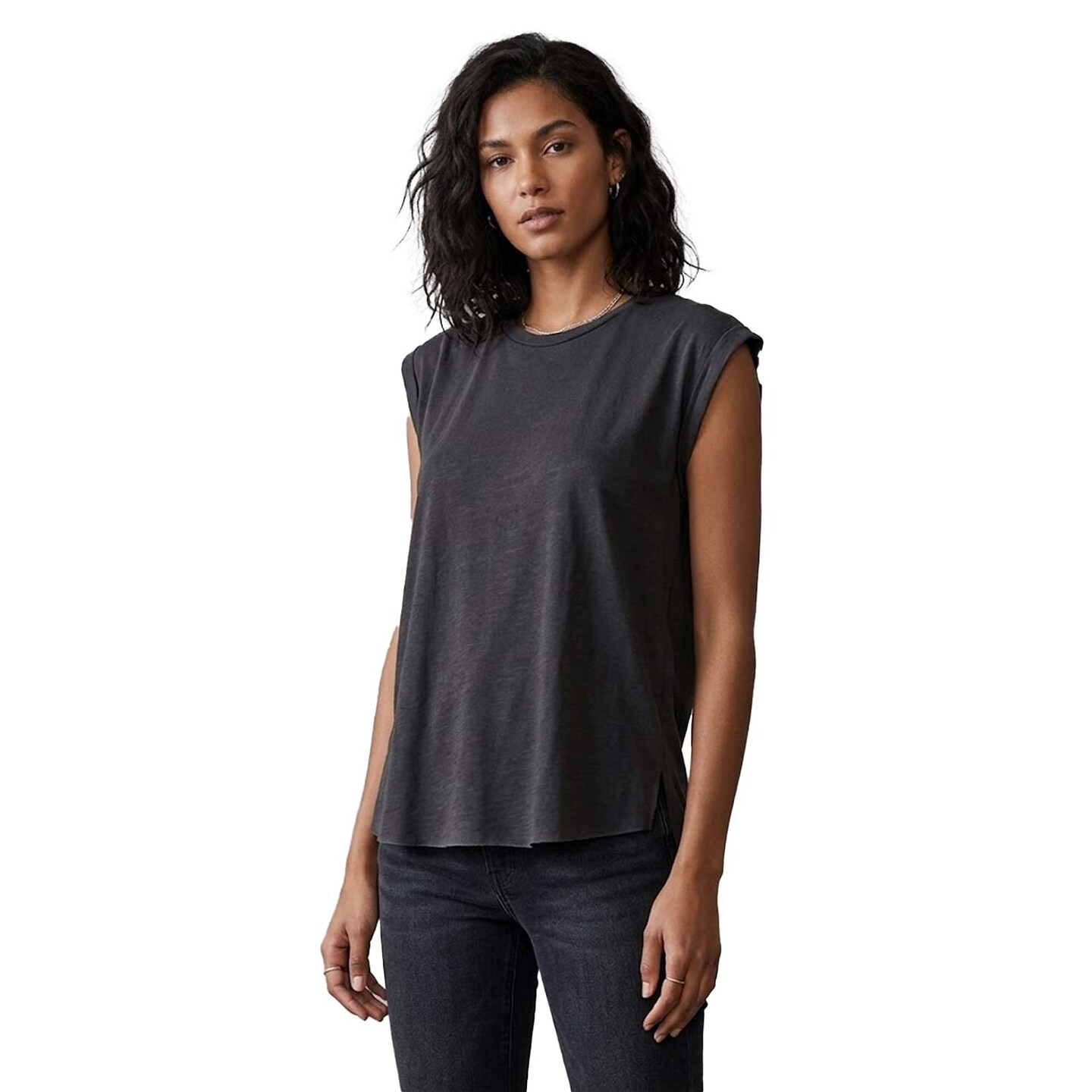 BELLA + CANVAS Women’s Rolled Cuffs Muscle Tee Sleeveless Top for Everyday Comfort