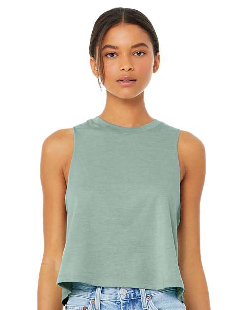 BELLA+CANVAS Ladies Racerback Cropped Tank for Workout, Casual Wear & Streetwear Lightweight Athletic Top