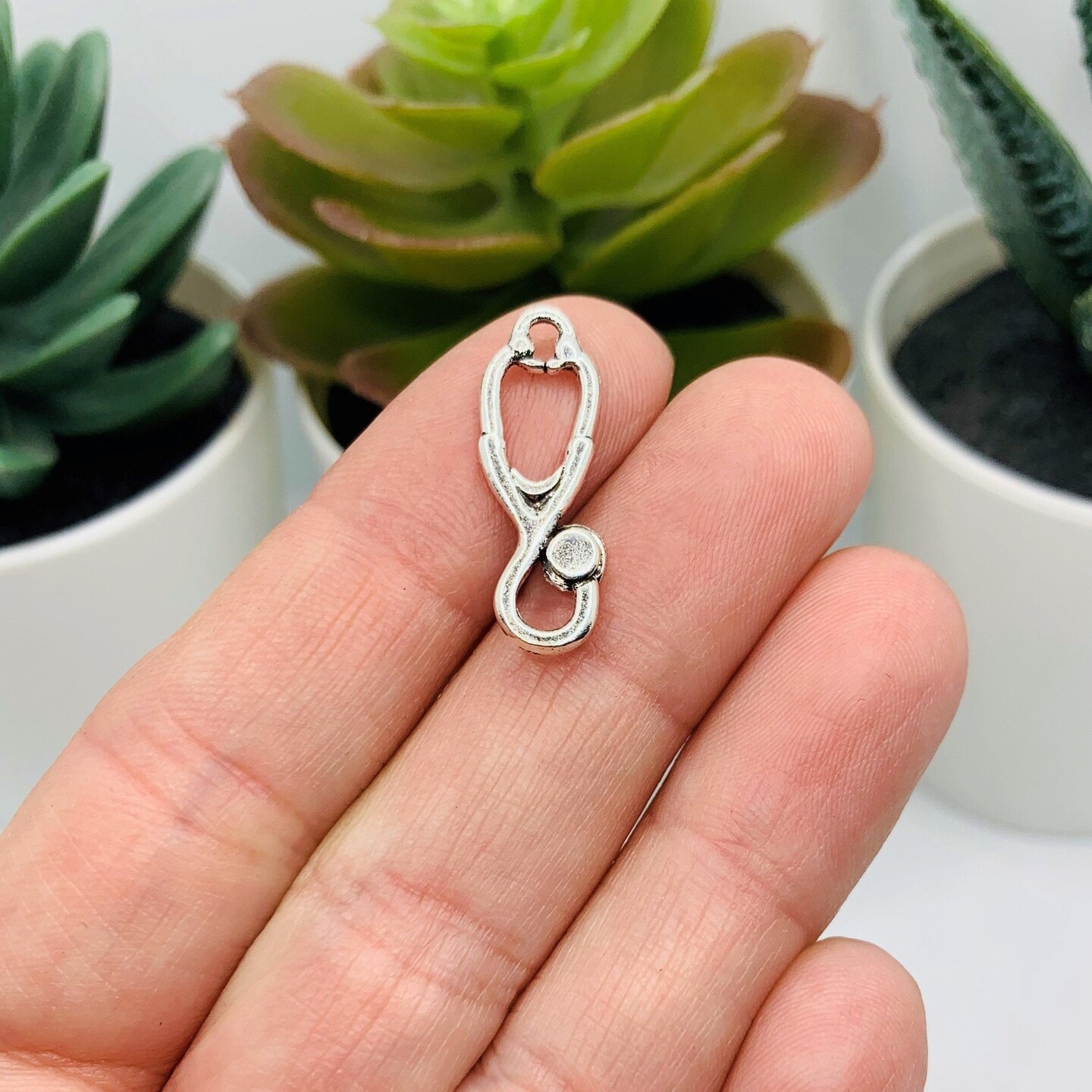 Silver Stethoscope Doctor Charms, 23x9mm