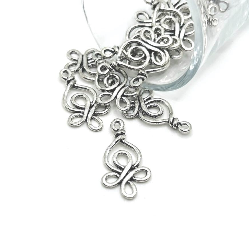 Silver Decorative Knot Connector Charms, 28x15mm