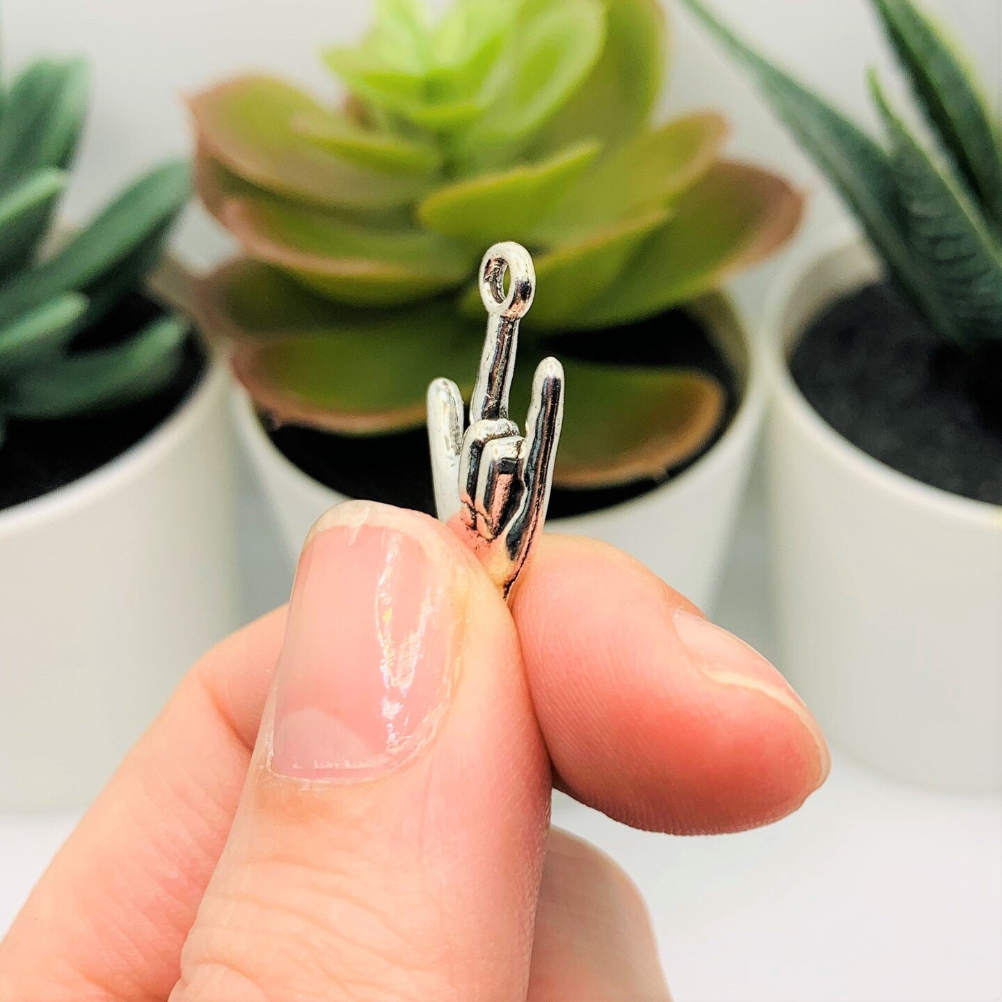 Silver ASL I Love You Sign Language 3D Charms, 22x12mm