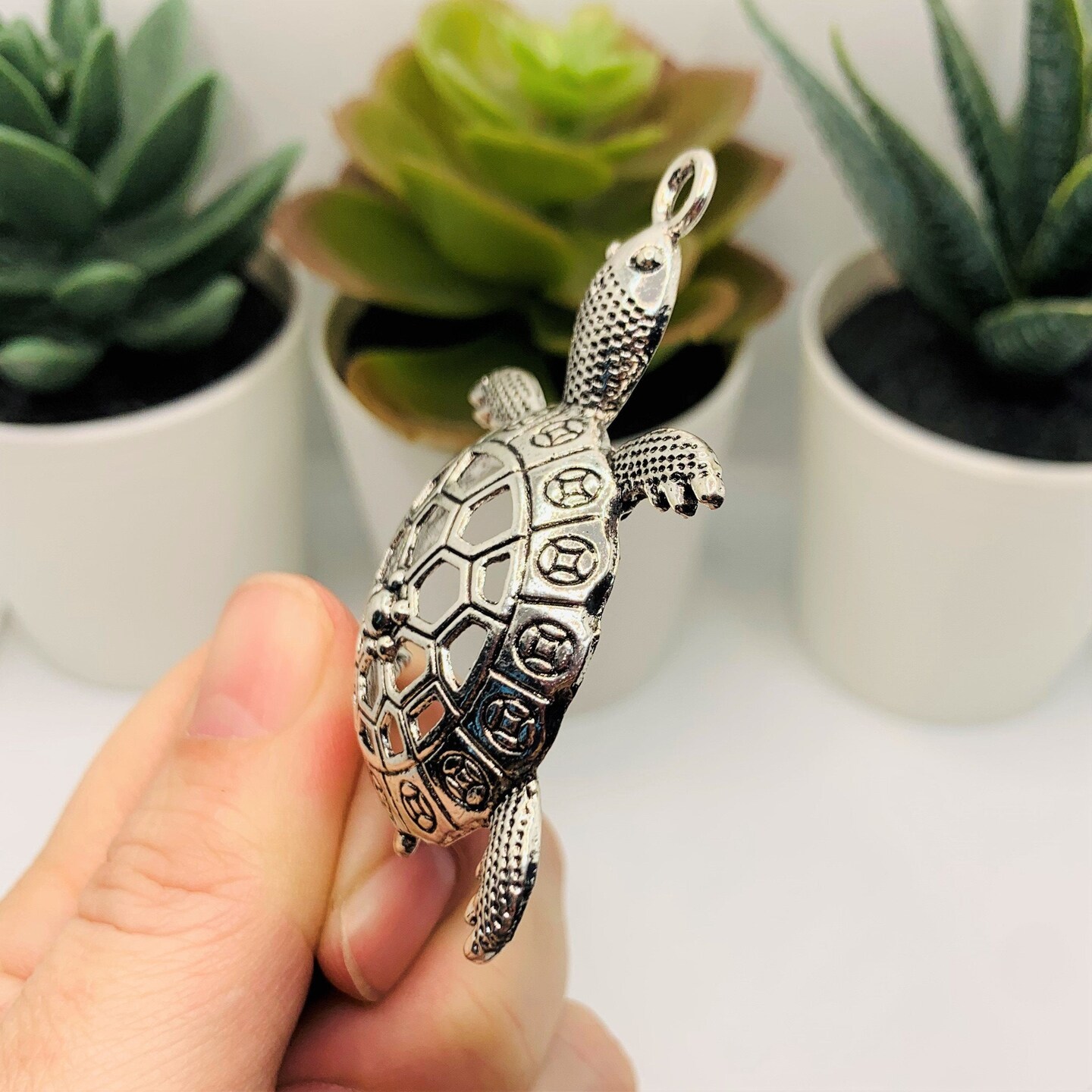 Large Silver Turtle Pendants, 57x39mm