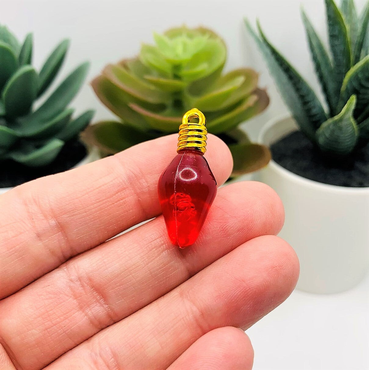 Red Christmas Lightbulb 3D Acrylic Charms, 12x30mm