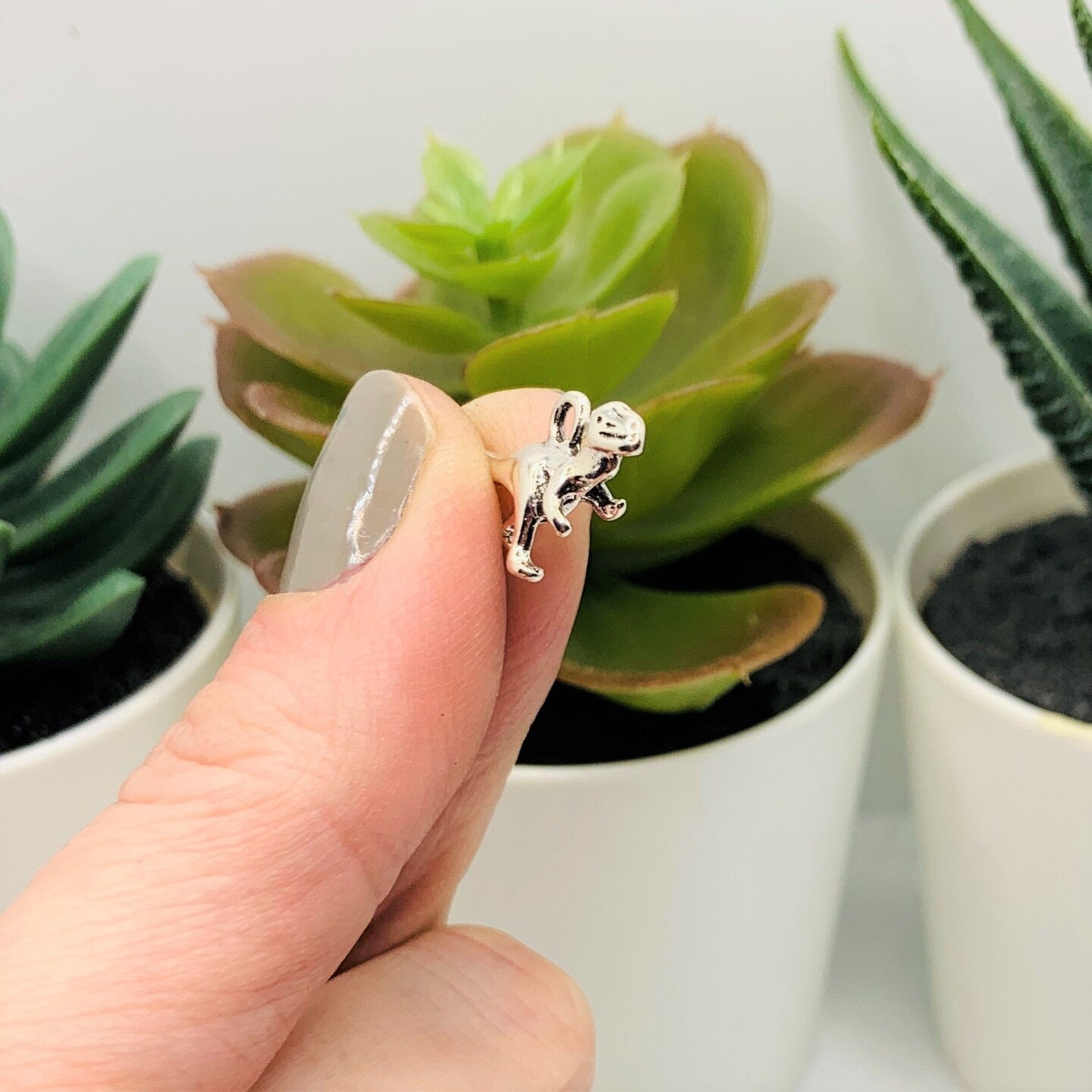 Silver T-Rex Dinosaur 3D Charms, 22x12mm