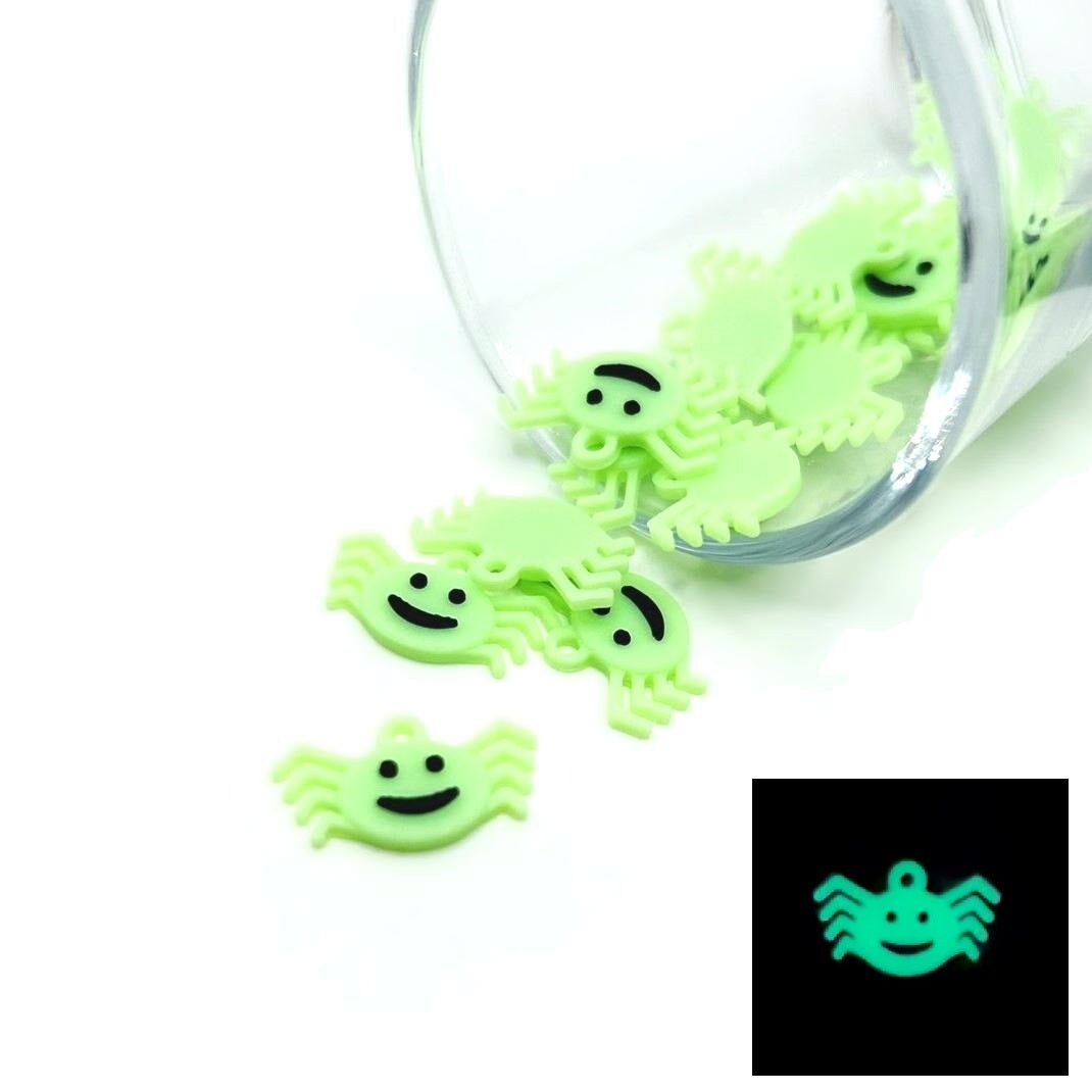 Cute Glow Halloween Spider Charms, 18x11mm