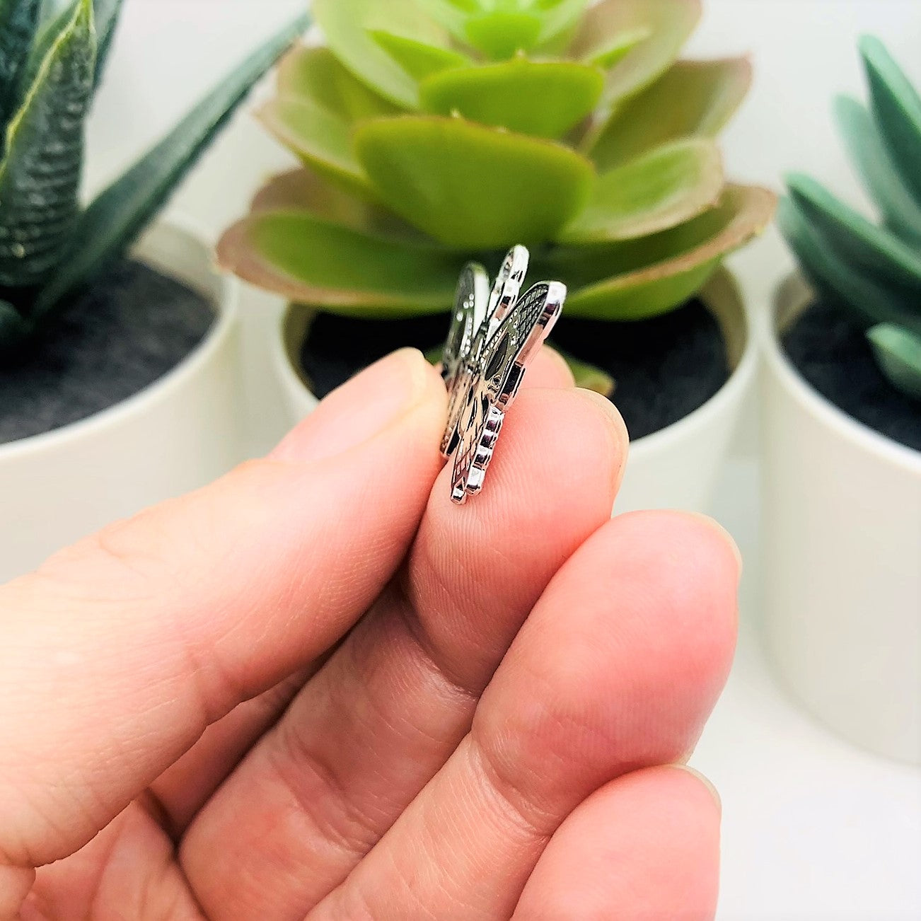 Silver Moth Coffin with Skulls Charms, 20x30mm