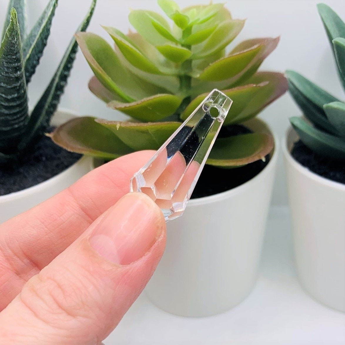 Large Acrylic Crystal Faceted Teardrop Pendants, 38x13mm