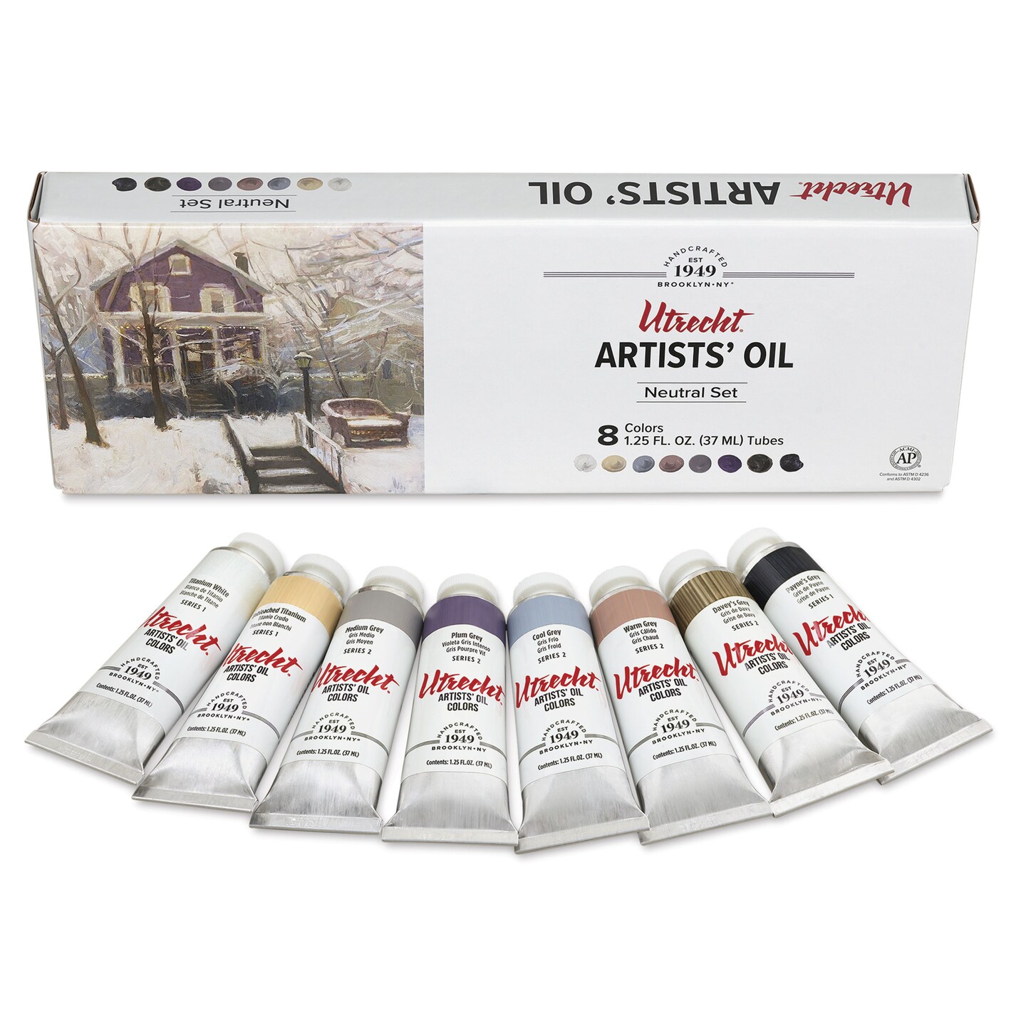 Utrecht Artists&#x27; Oil Paint - Set of 8, Neutral Colors, 37 ml