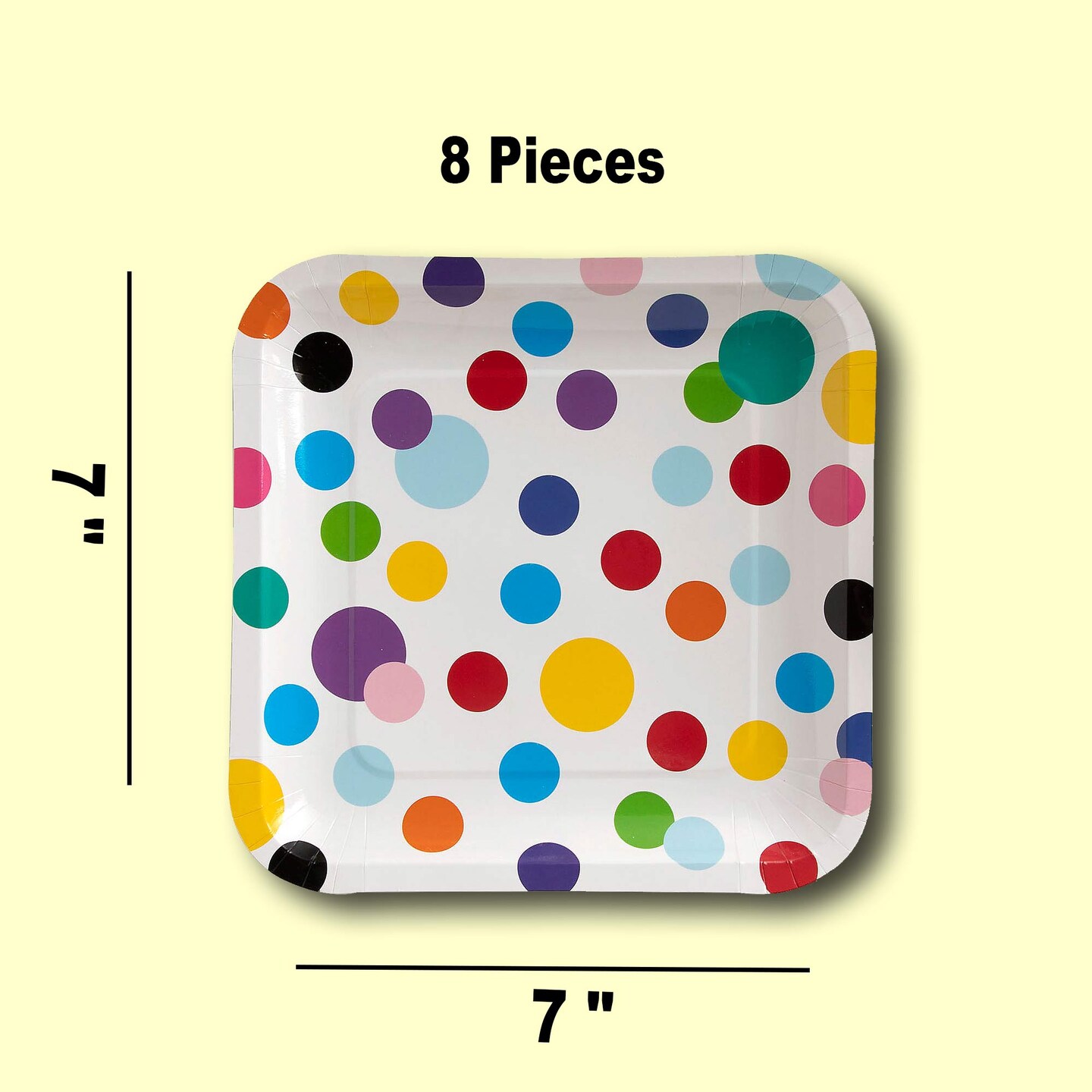 8 Count Colorful Polka Dot Paper Plates 9" Round Dinner Party Tableware