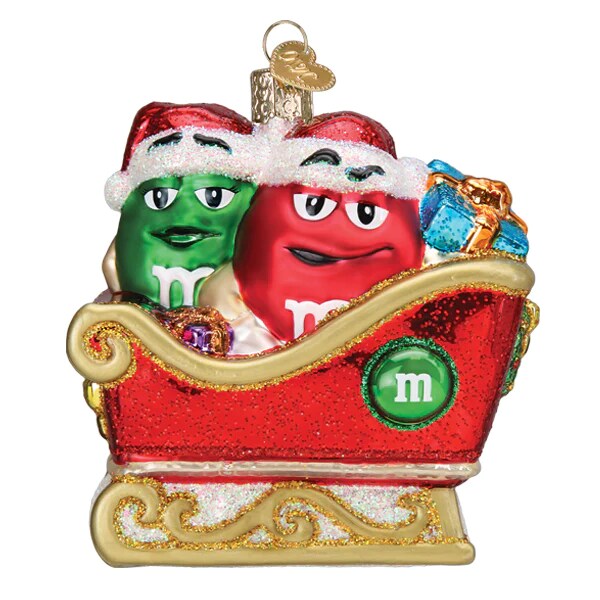 Old World Christmas Red and Green M&#x26;M&#x27;s in Sleigh Ornament