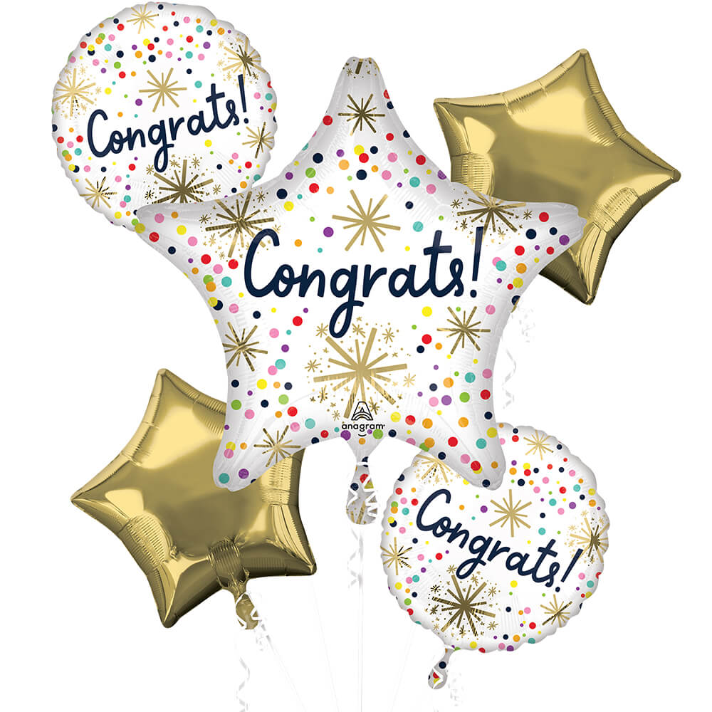 Anagram Confetti Sprinkle Congrats Bouquet Balloon Set for Party Celebration Decoration