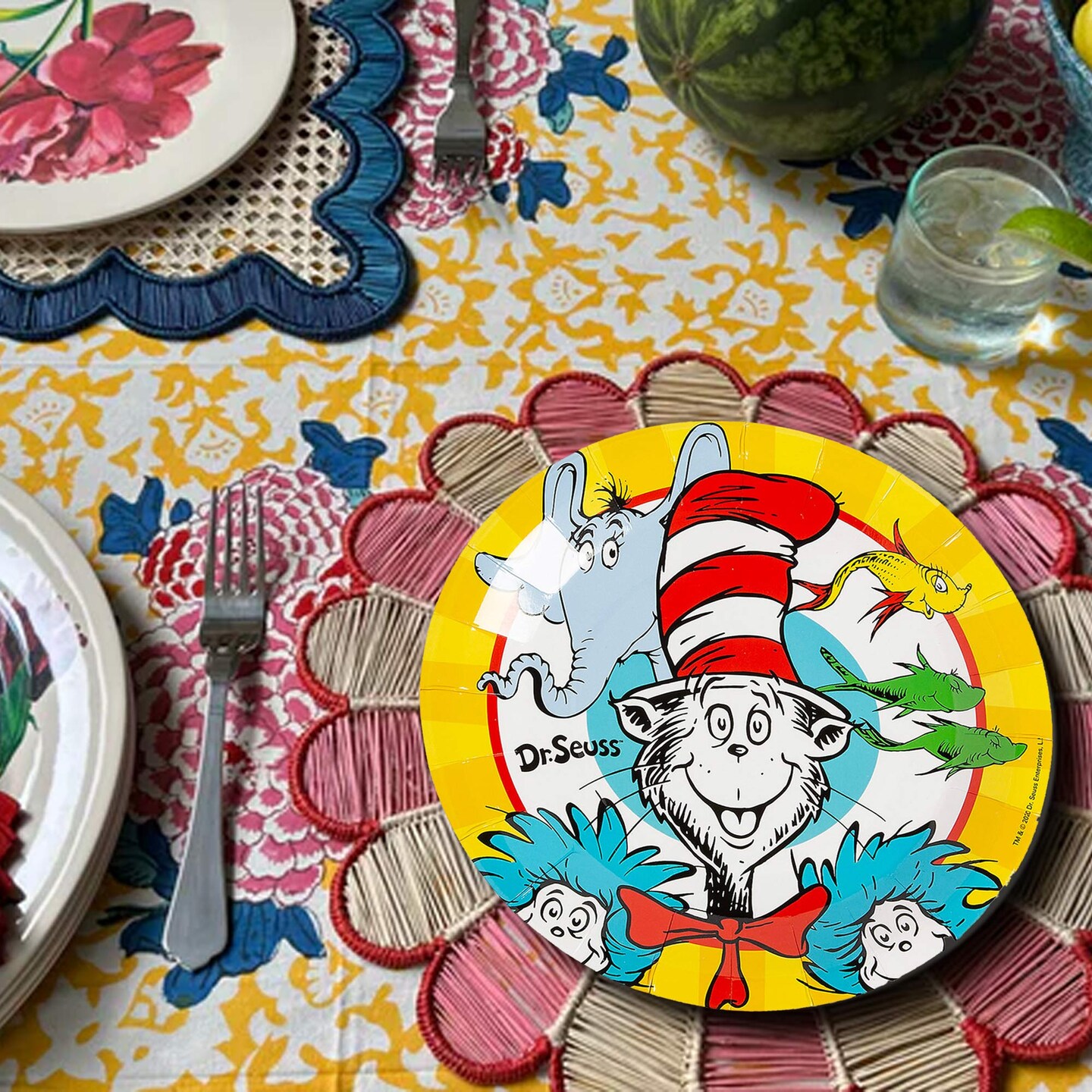 8 Count Dr Seuss Horton and Cat in the Hat Friends Paper Dinner Plates for Kids Parties 9"