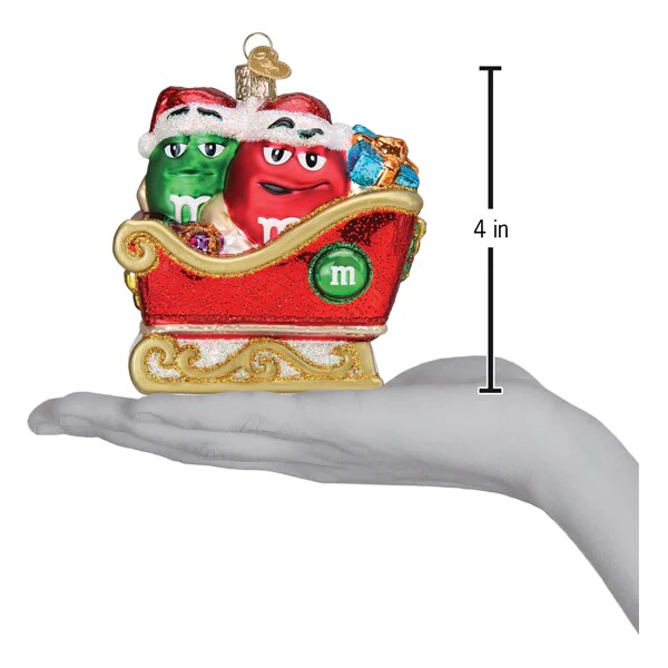 Old World Christmas Red and Green M&#x26;M&#x27;s in Sleigh Ornament