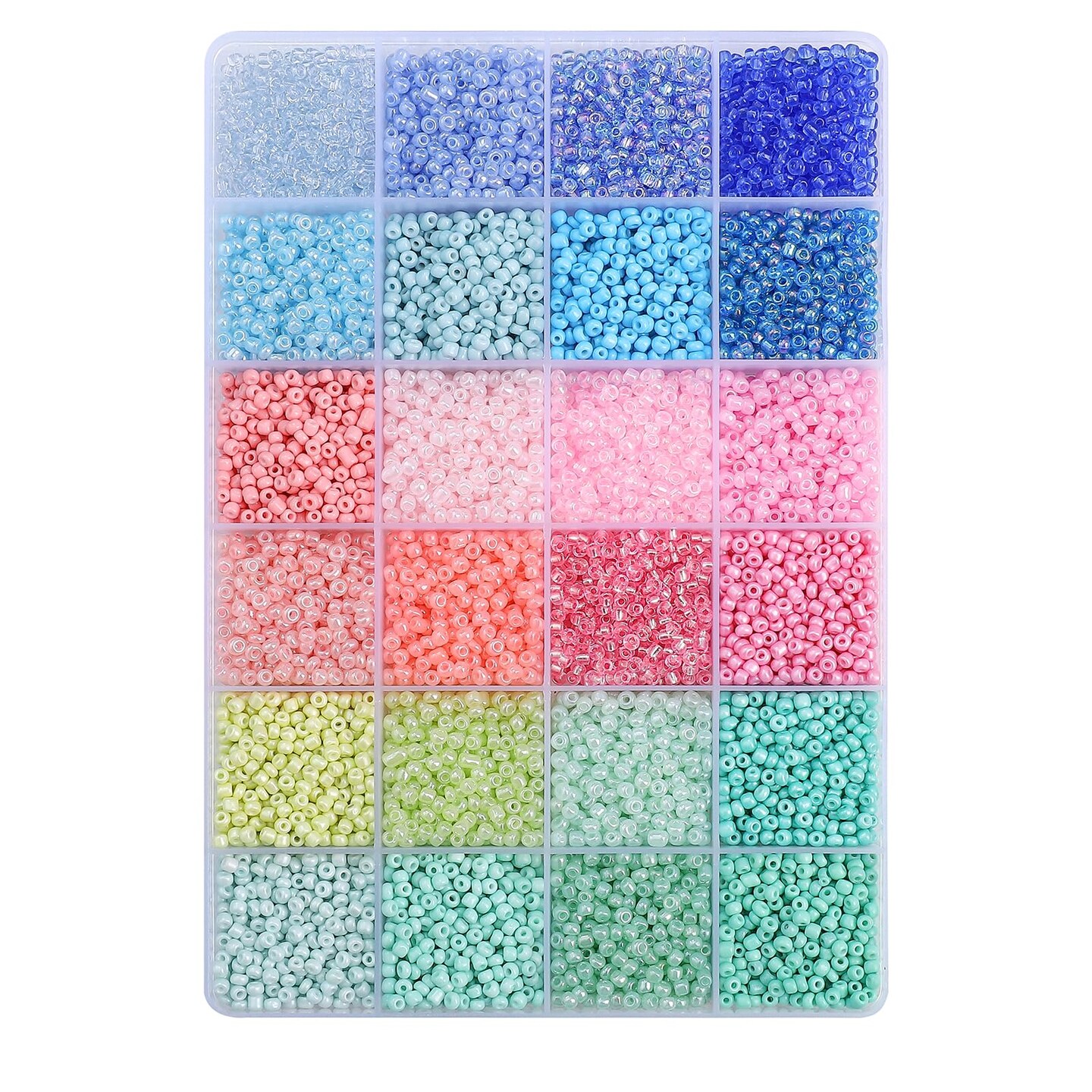 John Bead Assorted 24 Colors Glass Seed Beads 8/0 Jewelry Making Bead Box, 300g