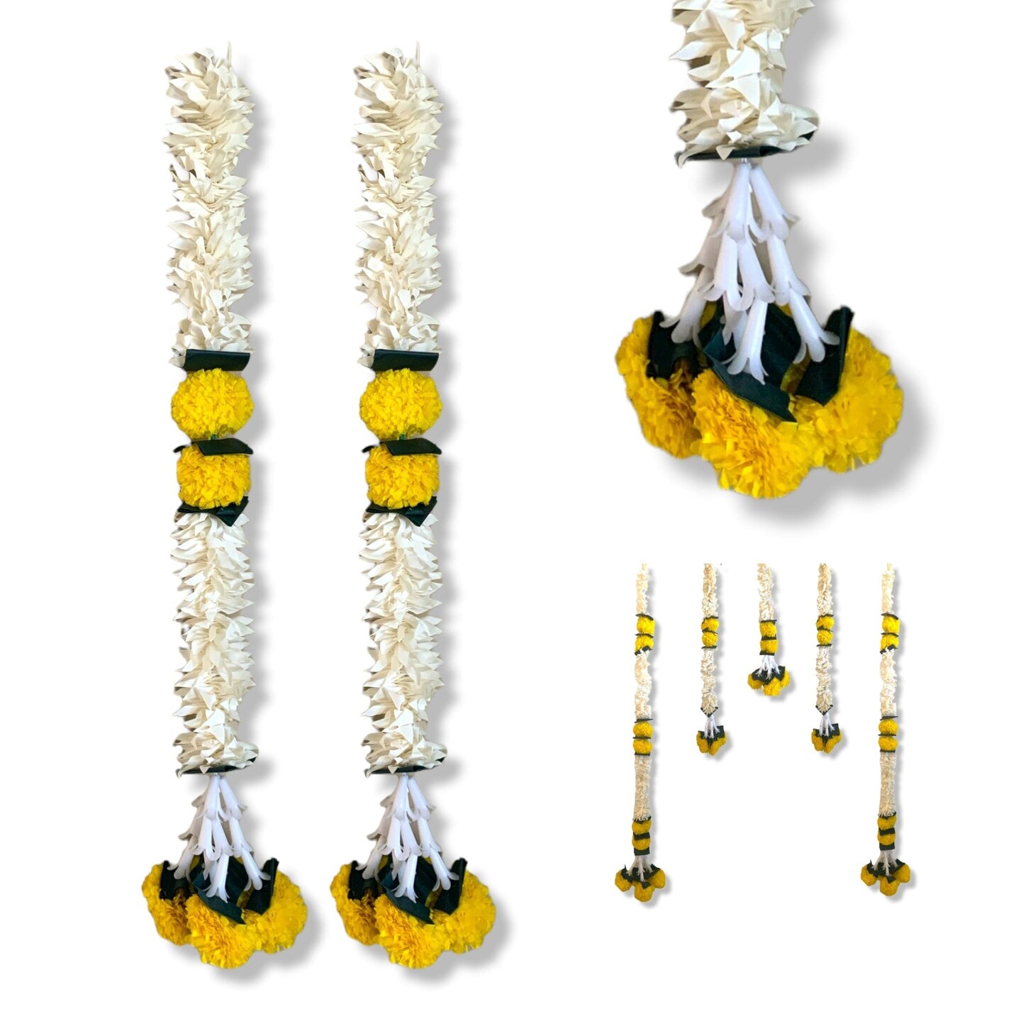 Jasmine Yellow Marigold Flowers Garland for Home Party Door Hanging Diwali Decorations Day of the Dead Dia De Los Muertos Ofrenda Halloween Mexican Fiesta Decor