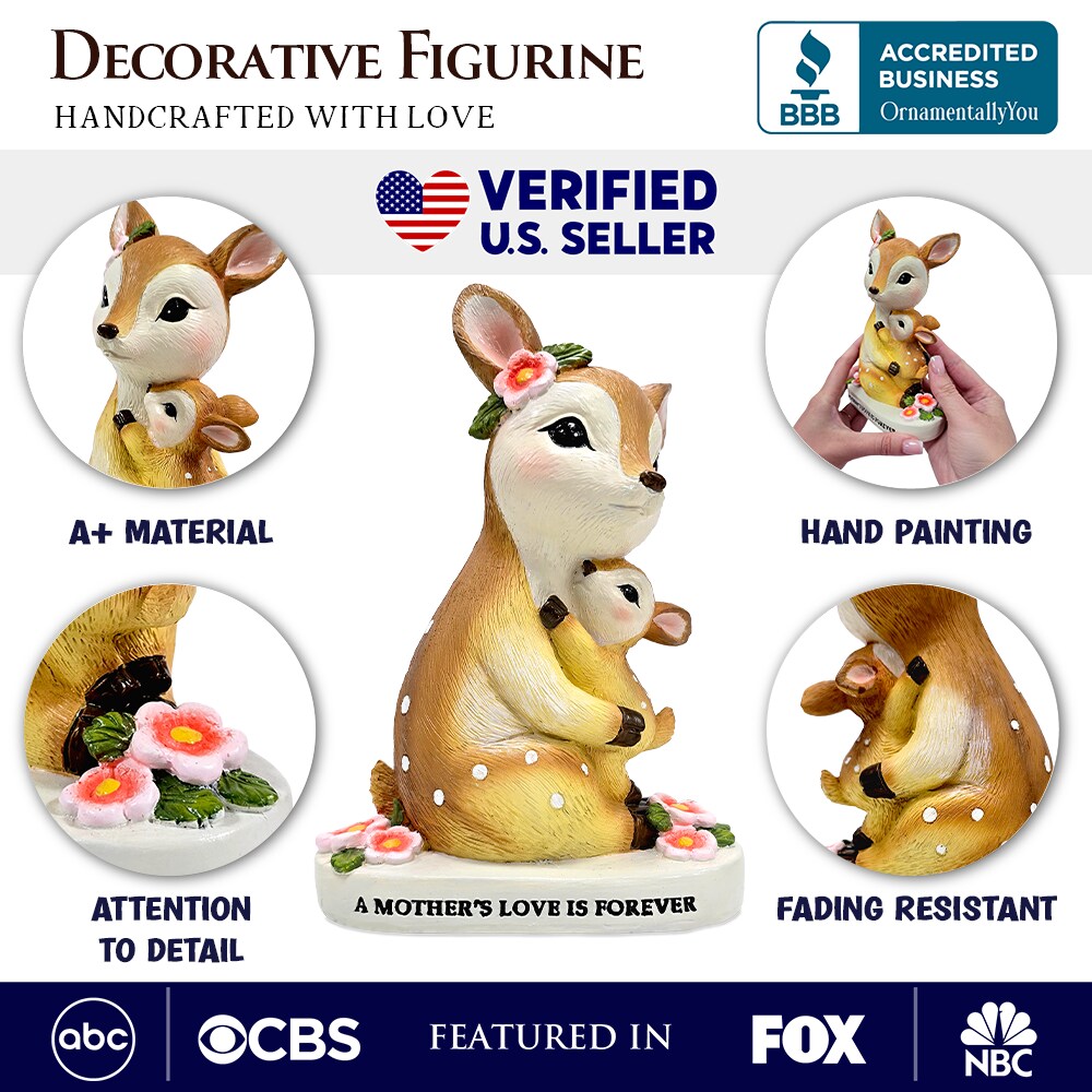 Mother's Love Sentimental Deer and Fawn Figurine, 7" Tabletop Statue and Encouraging Gift for Mom