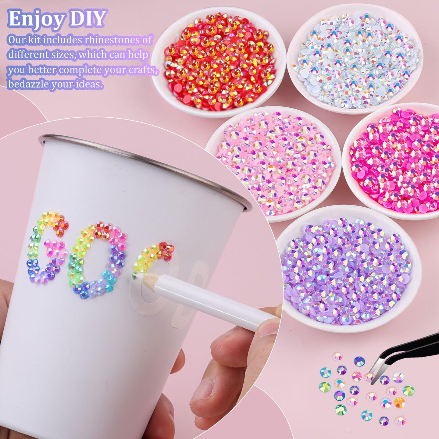 18,000pcs Multicolor 3mm Flatback Resin Rhinestones for Crafts – Rainbow Gems for Nail Art, DIY Jewelry, Shoes, Clothing, Scrapbooking + 3x10ml B7000 Glue