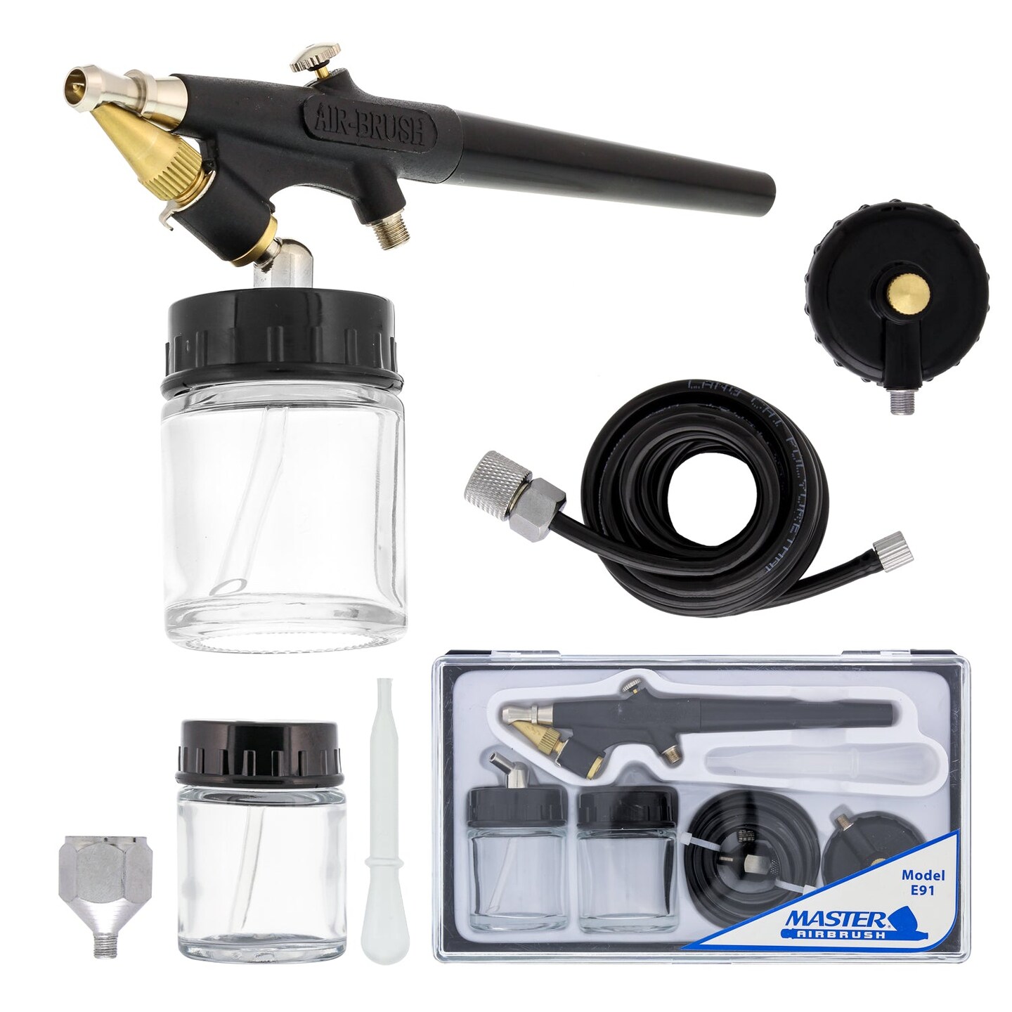 Master Economy E91 Single-Action External Mix Siphon Feed Airbrush Set with 0.8 mm Tip &#x26; 1/8 in. Air Inlet