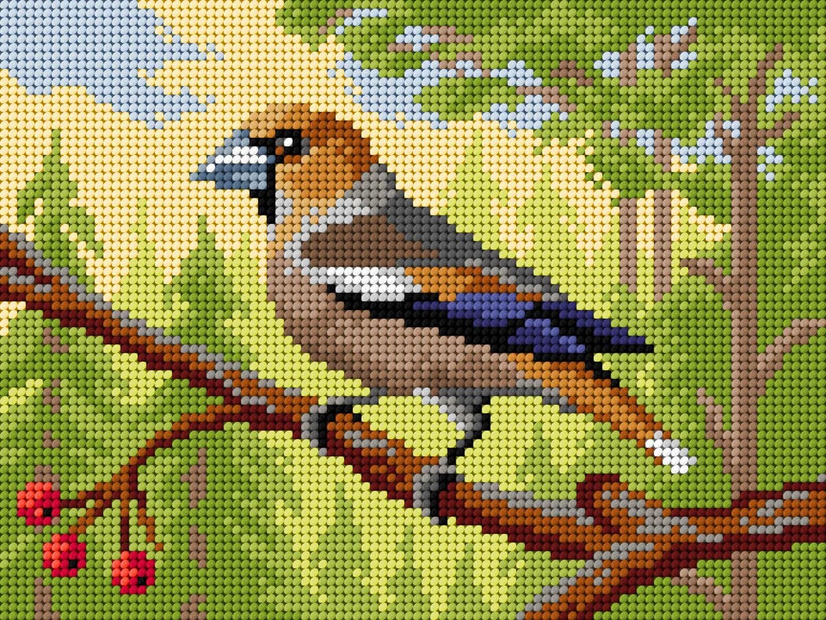 Gobelin canvas for halfstitch without yarn Hawfinch 3498F