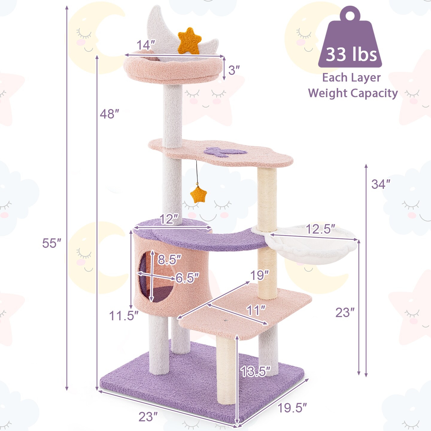 Multi-level Cat Tower with Sisal Covered Scratching Posts