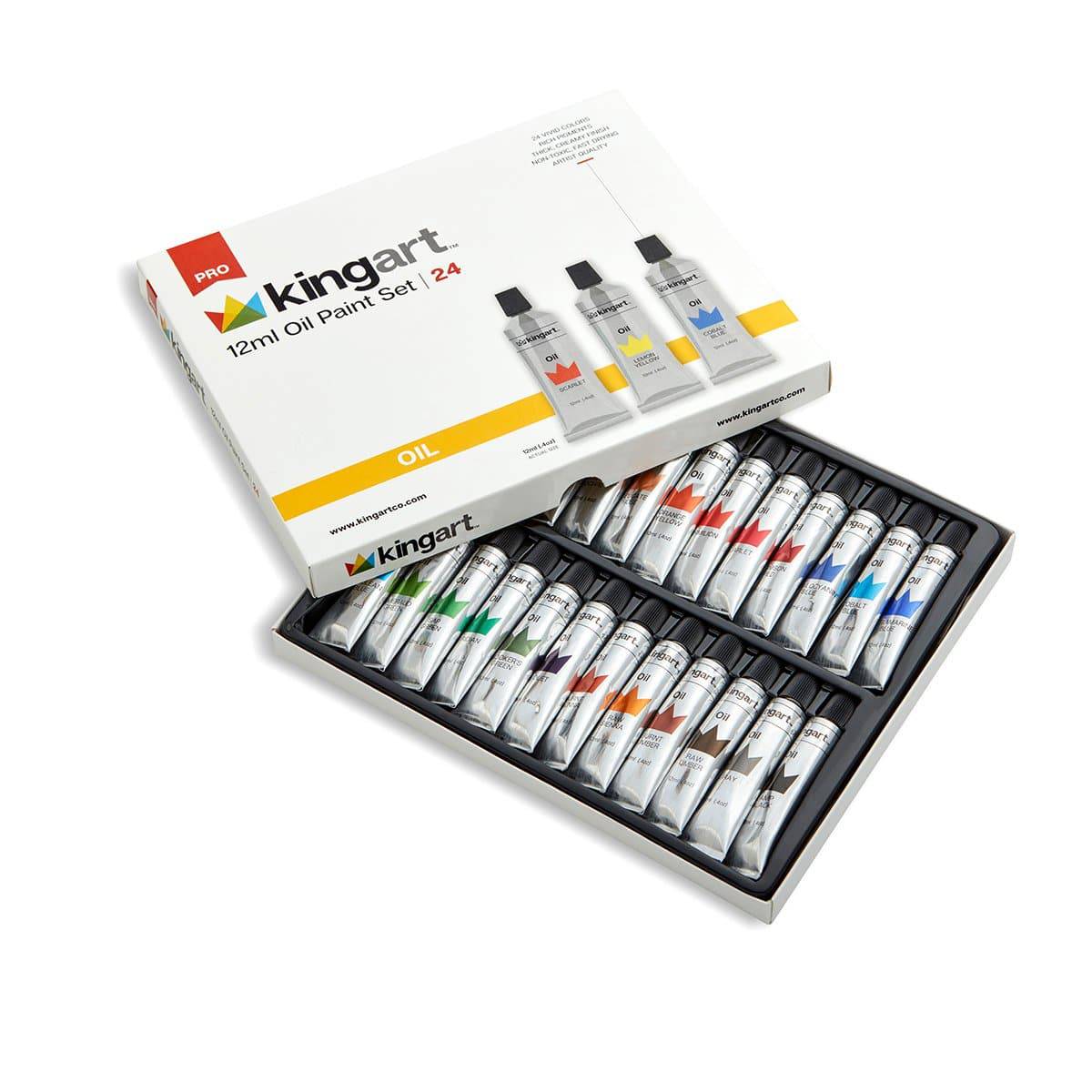 KINGART&#xAE; PRO Artist Oil Paint, 12ml (.4oz),  Set of 24 Unique Colors