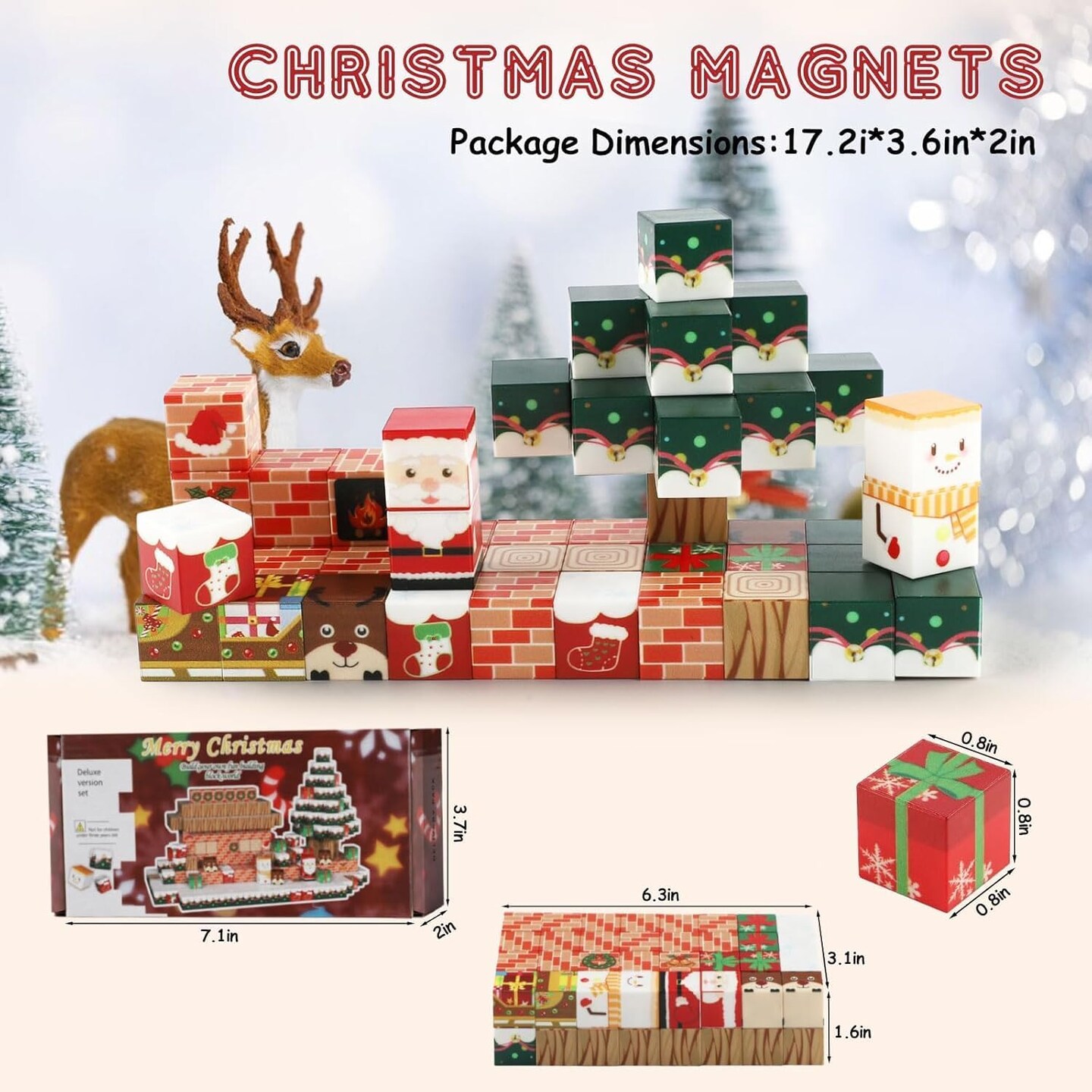 Magnetic Blocks - Build Mine Magnet World Magic Portal Set, Magnetic Tiles Building Blocks Toddler Toys STEM Toys for 3+ Year Old Boys & Girls, Christmas Packaging