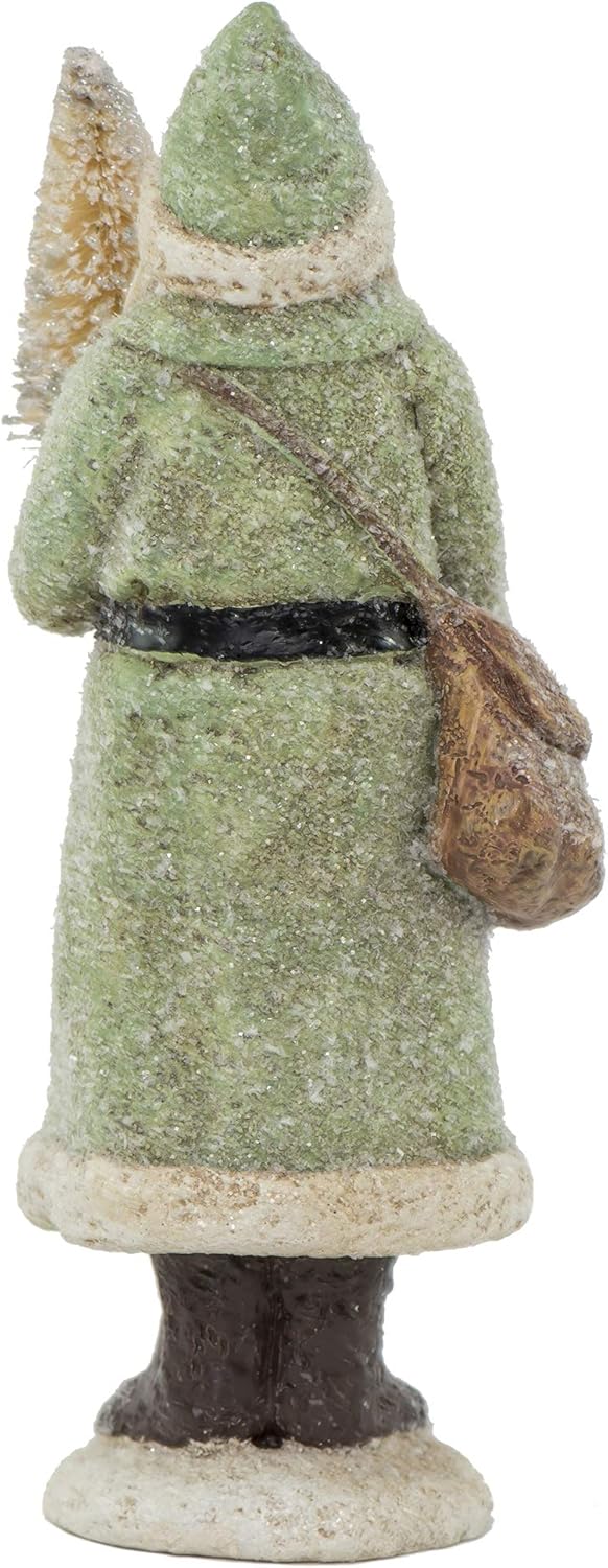 Glittered Resin Santa Figure (Green)