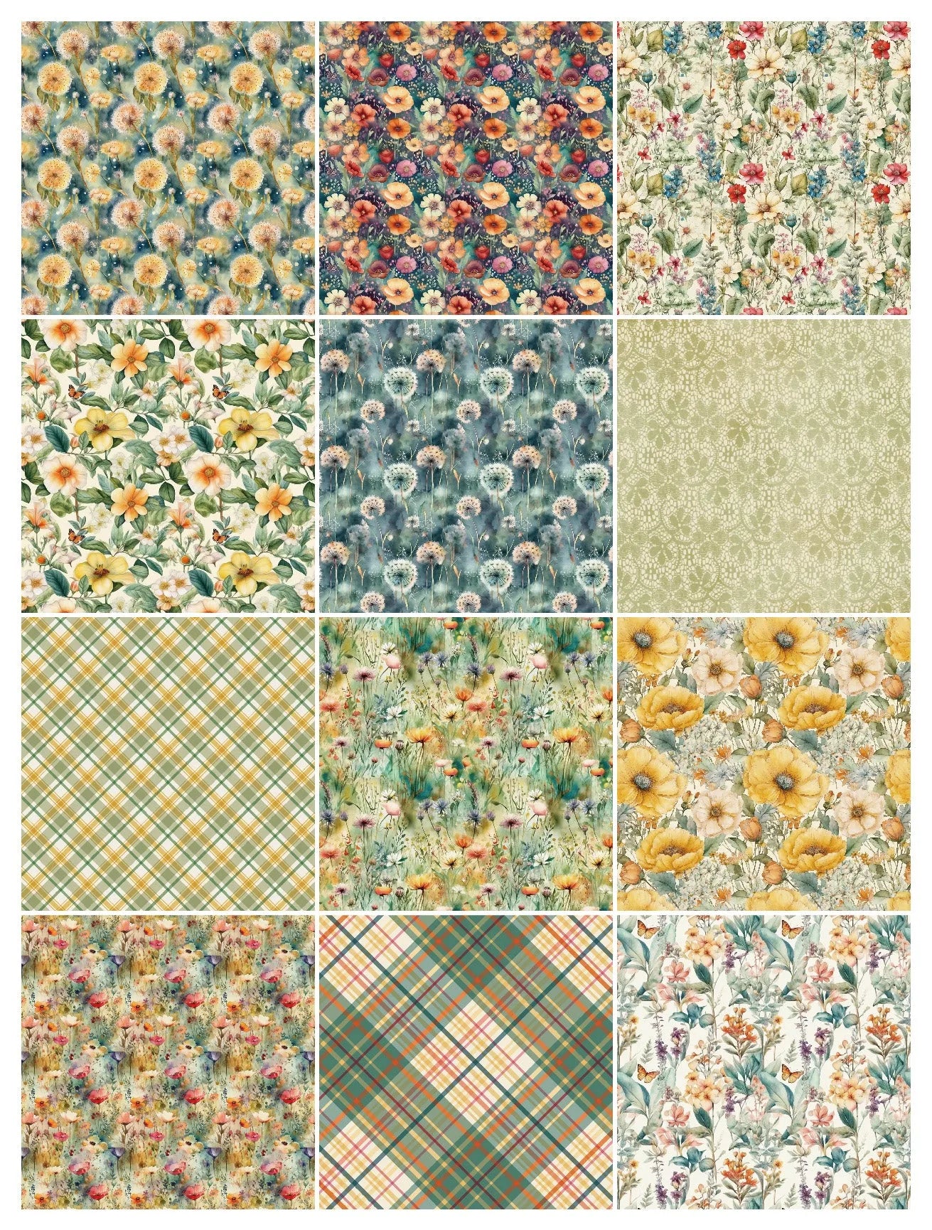 Flower Garden Scrapbook Paper Pack. 12 Sheets of 15.2x15.2cm Heavyweight Paper Pad F07M2-3 AC230701-06