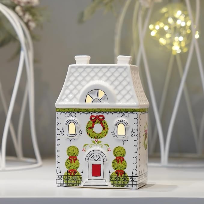 Party Decorations - 6IN Christmas House Décor with Led Lights Decorations Indoor Gift for Women Shelf Table Fireplace Mantel Decor 4 * 2.5 * 6 Inch