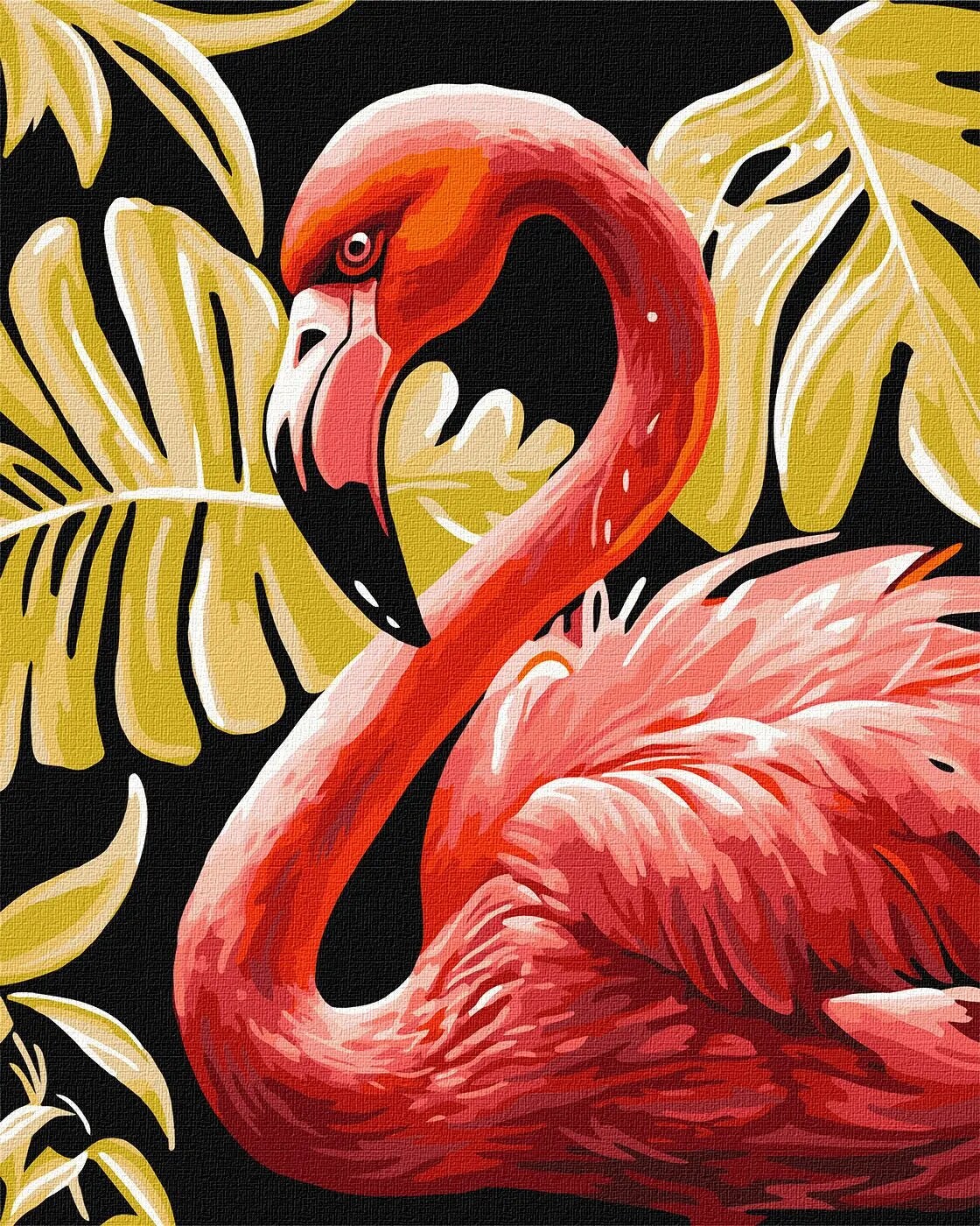 Painting by Numbers kit Graceful flamingo with extra metallic paints KHO6523